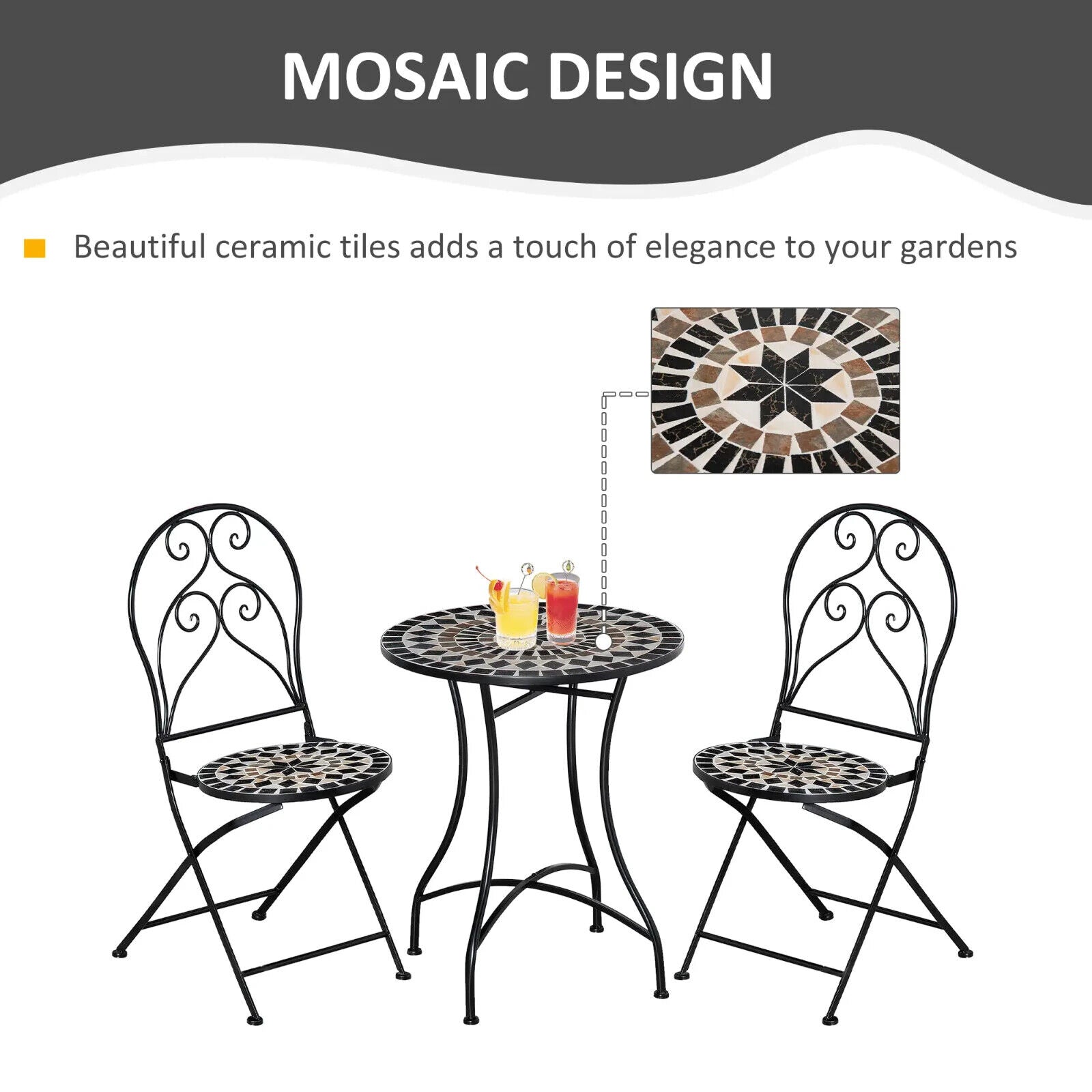 3 Piece Garden Bistro Set with Coffee Table and Folding Chairs for Patio Balcony - Home and Garden Furniture Shop - #rustic - furniture#