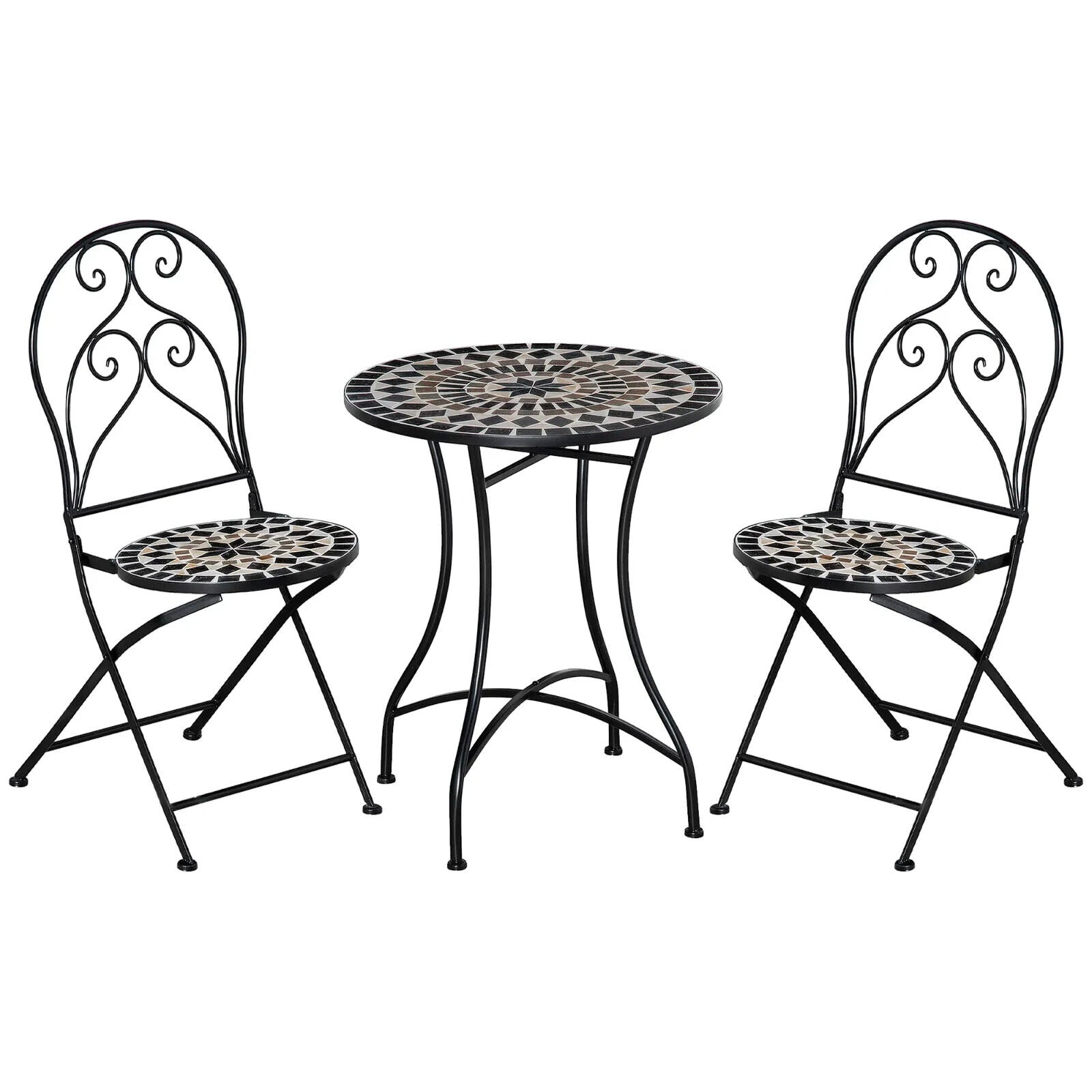 3 Piece Garden Bistro Set with Coffee Table and Folding Chairs for Patio Balcony - Home and Garden Furniture Shop - #rustic - furniture#