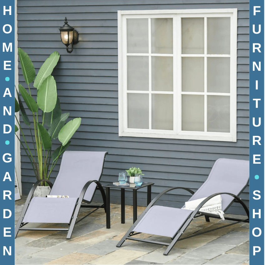 3 Piece Garden Recliner Sun Lounger Set with Table for Outdoor Patio Sunbathing - Home and Garden Furniture Shop - rustic - furniture