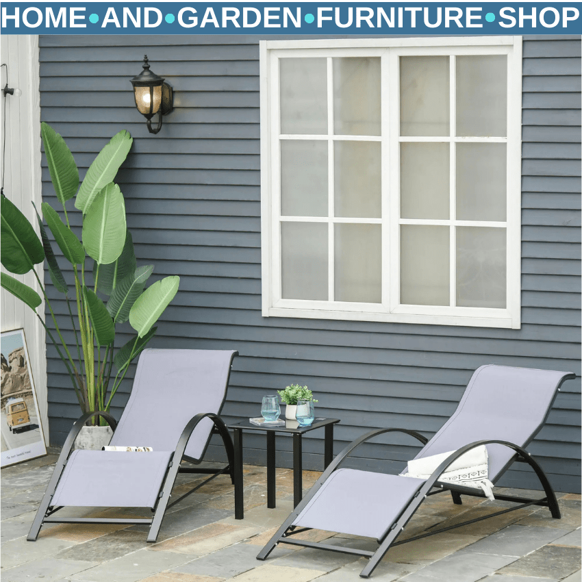 3 Piece Garden Recliner Sun Lounger Set with Table for Outdoor Patio Sunbathing - Home and Garden Furniture Shop - rustic - furniture