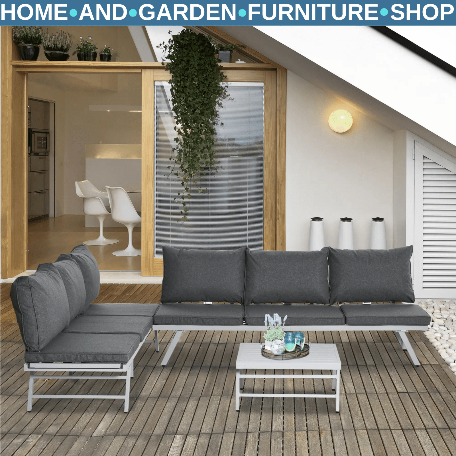 3 Piece Garden Seating Set with Sofa Lounge Coffee Table Outdoor Patio Furniture - Home and Garden Furniture Shop - rustic - furniture