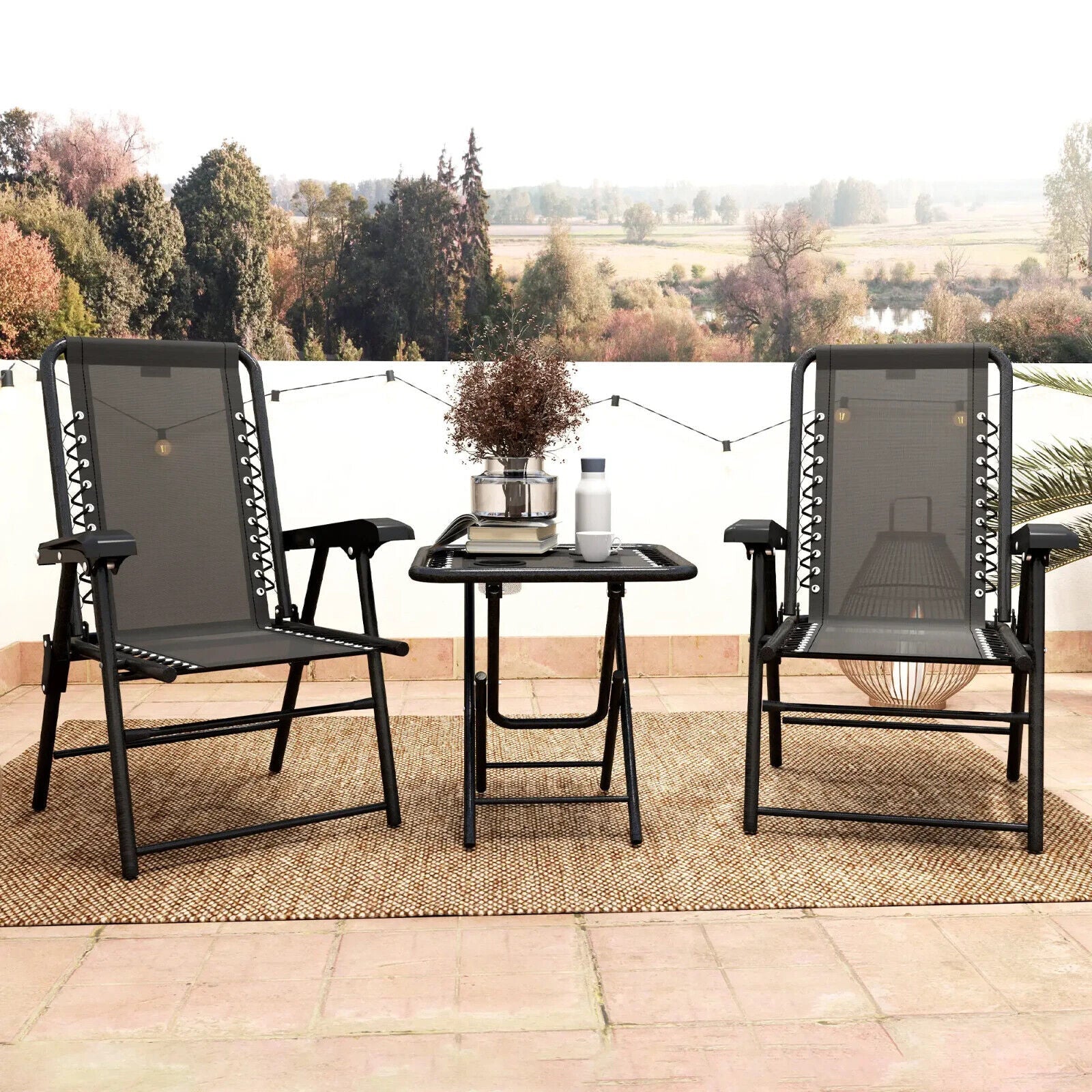 3 Piece Garden Table and Chair Set Patio Bistro Furniture for Balcony or Terrace - Home and Garden Furniture Shop - #rustic - furniture#