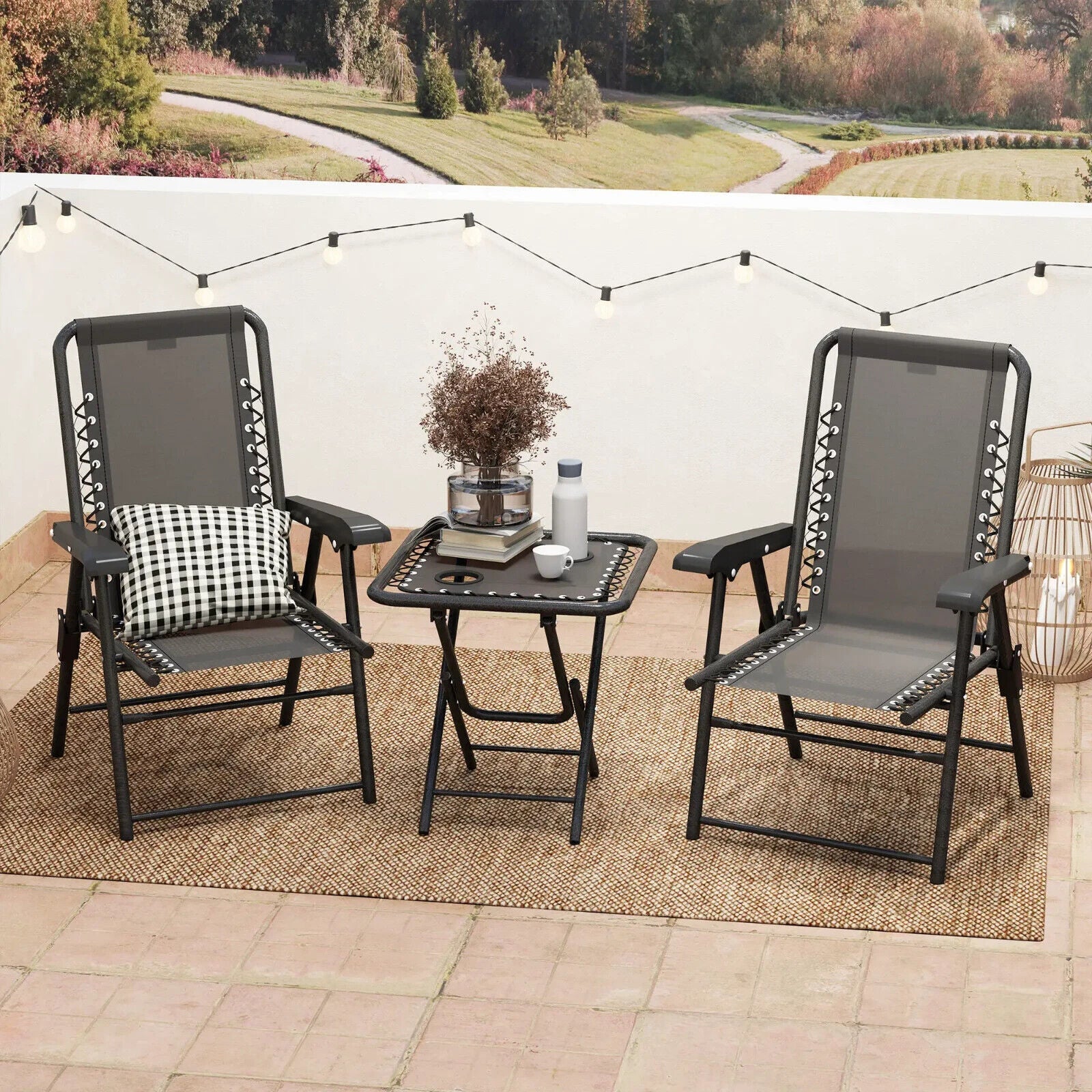 3 Piece Garden Table and Chair Set Patio Bistro Furniture for Balcony or Terrace - Home and Garden Furniture Shop - #rustic - furniture#