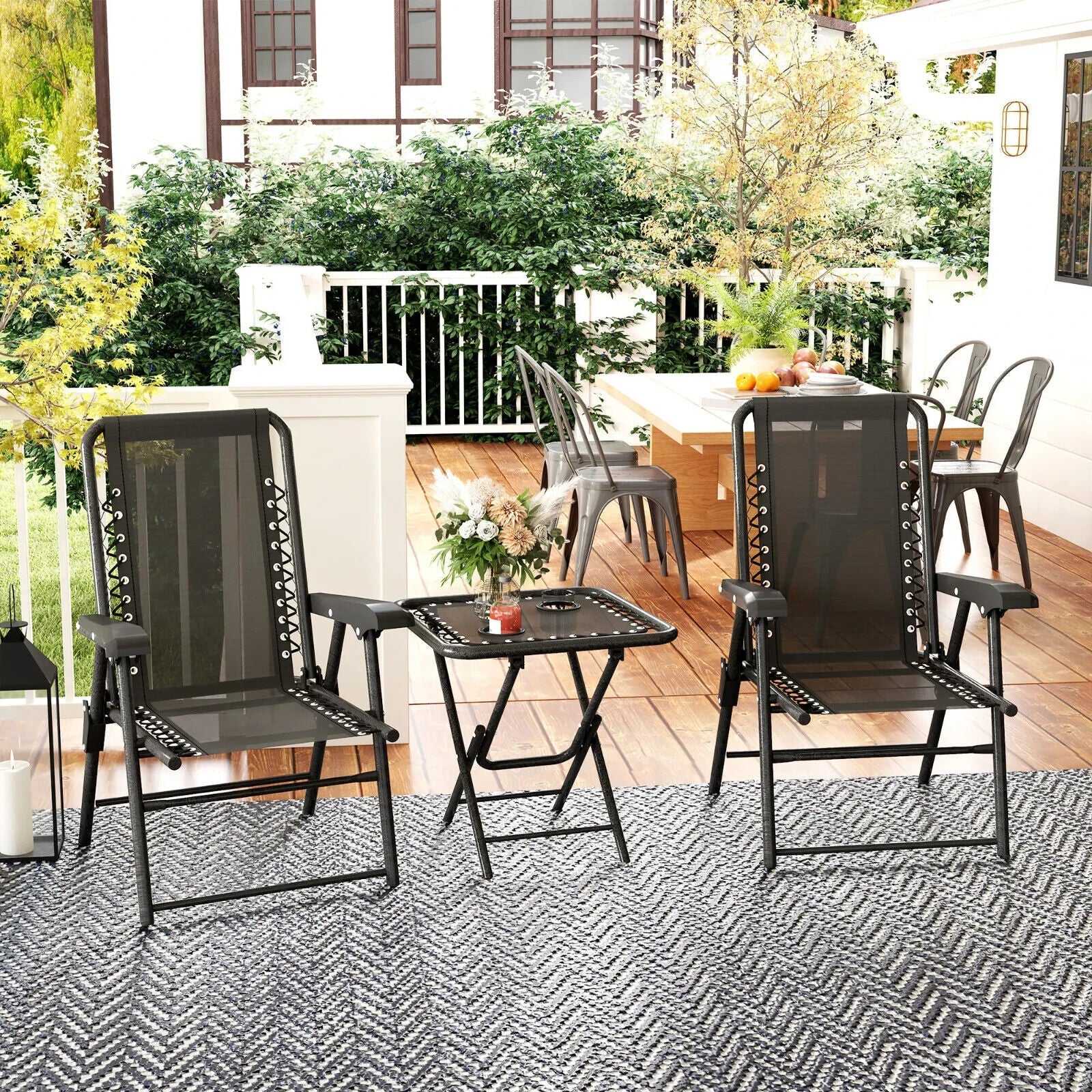 3 Piece Garden Table and Chair Set Patio Bistro Furniture for Balcony or Terrace - Home and Garden Furniture Shop - #rustic - furniture#