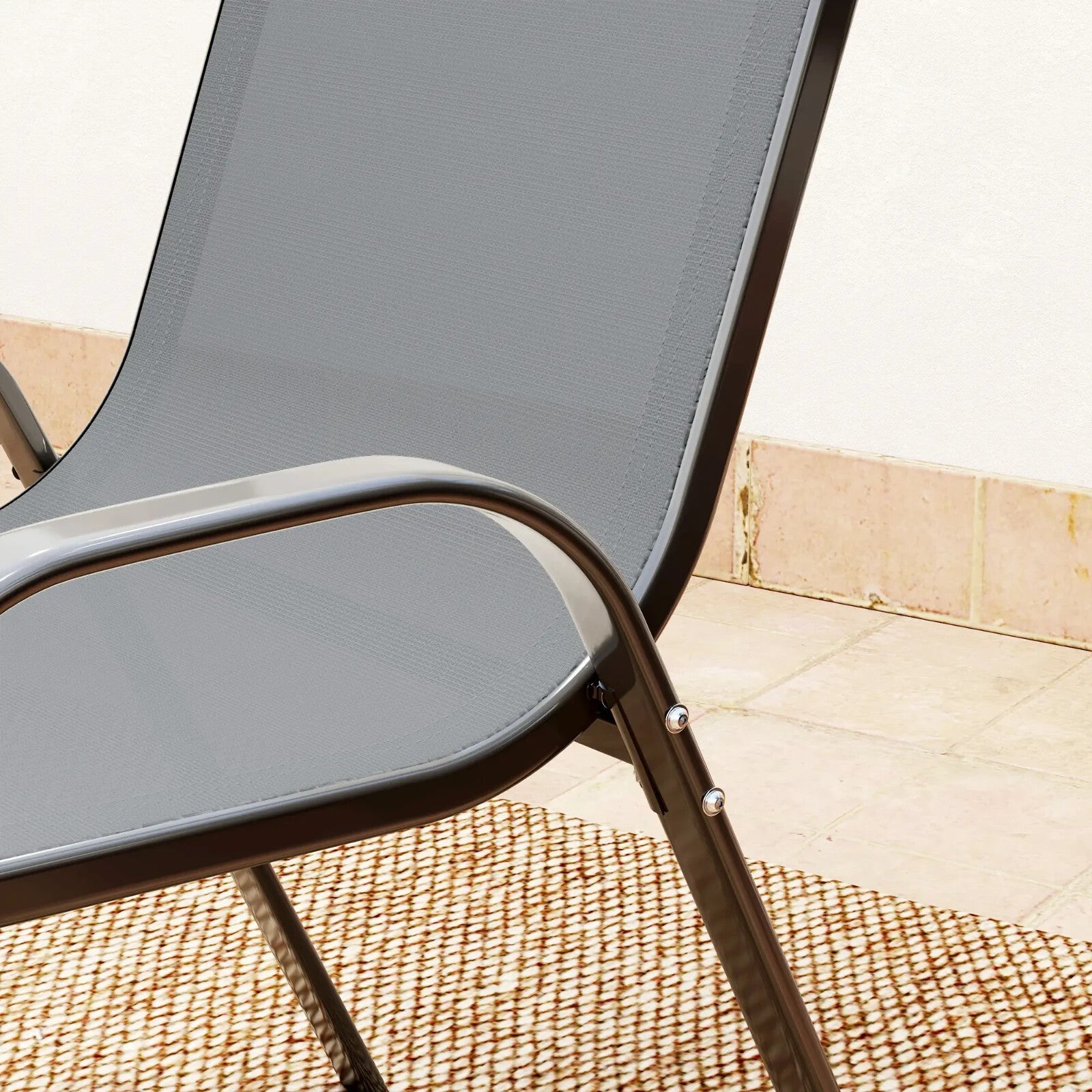 3 Piece Metal Garden Bistro Set with Glass Table & Stackable Chairs for Outdoor - Home and Garden Furniture Shop - rustic - furniture