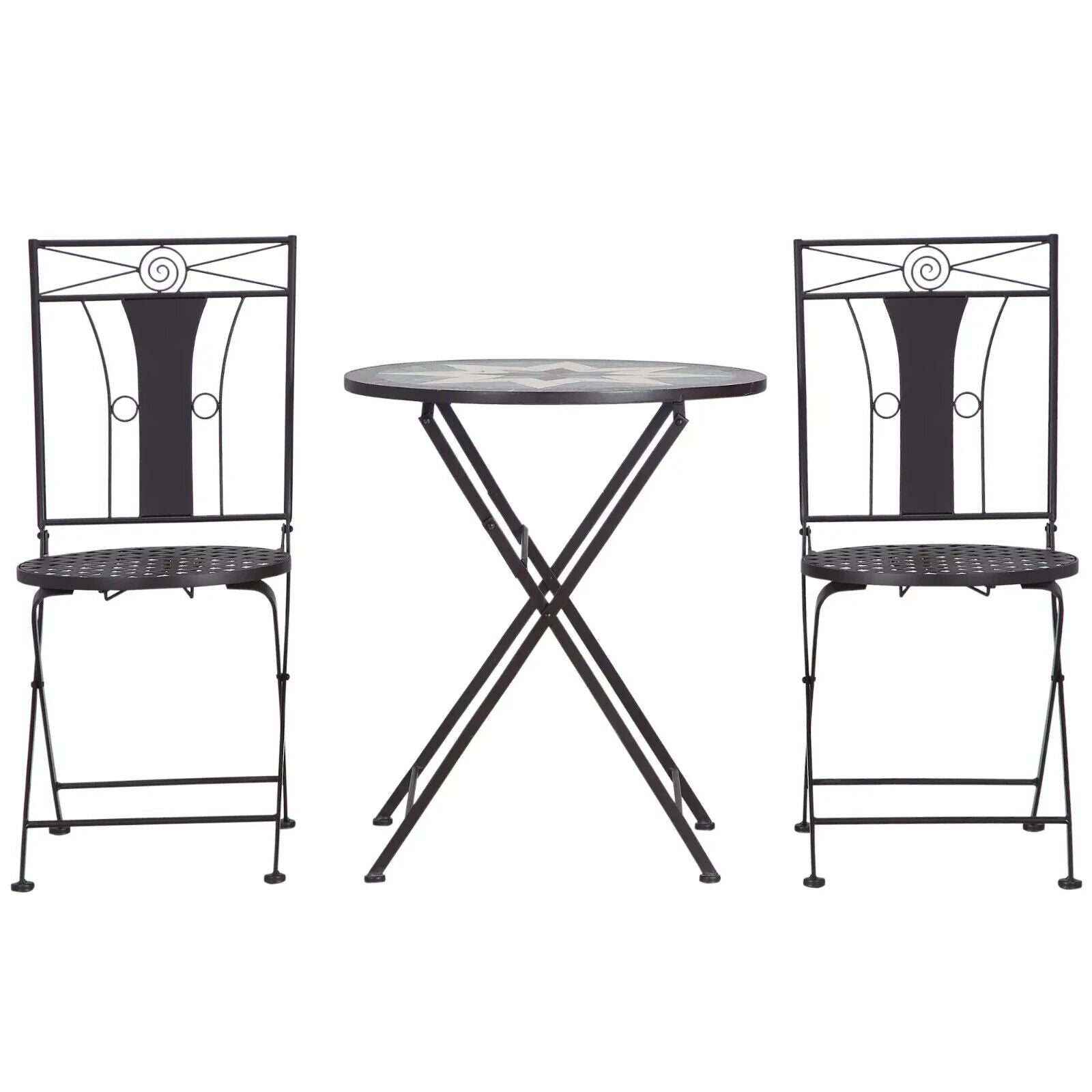 3 - Piece Mosaic Patio Bistro Set with Folding Metal Chairs and Table for Garden - Home and Garden Furniture Shop - #rustic - furniture#