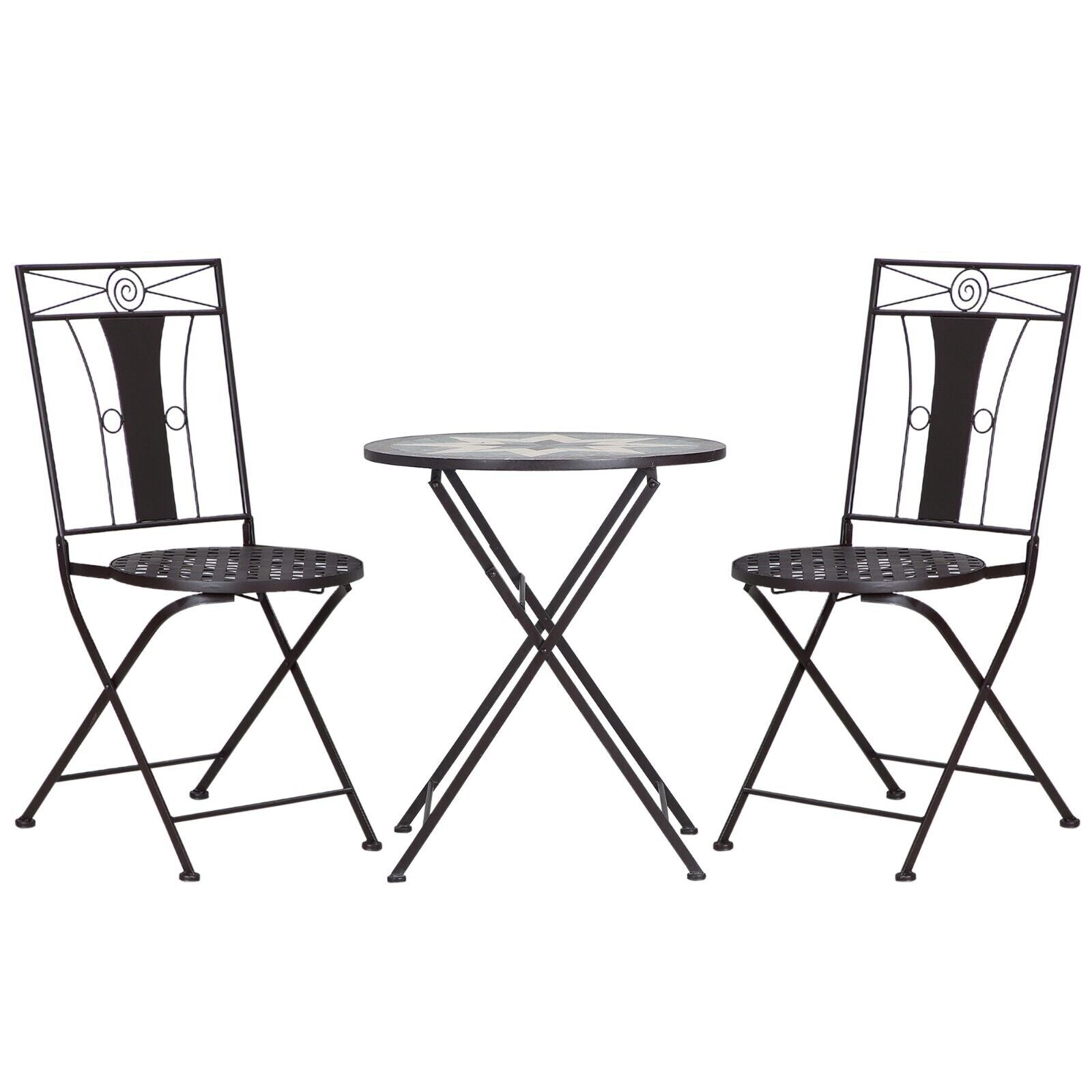 3 - Piece Mosaic Patio Bistro Set with Folding Metal Chairs and Table for Garden - Home and Garden Furniture Shop - #rustic - furniture#