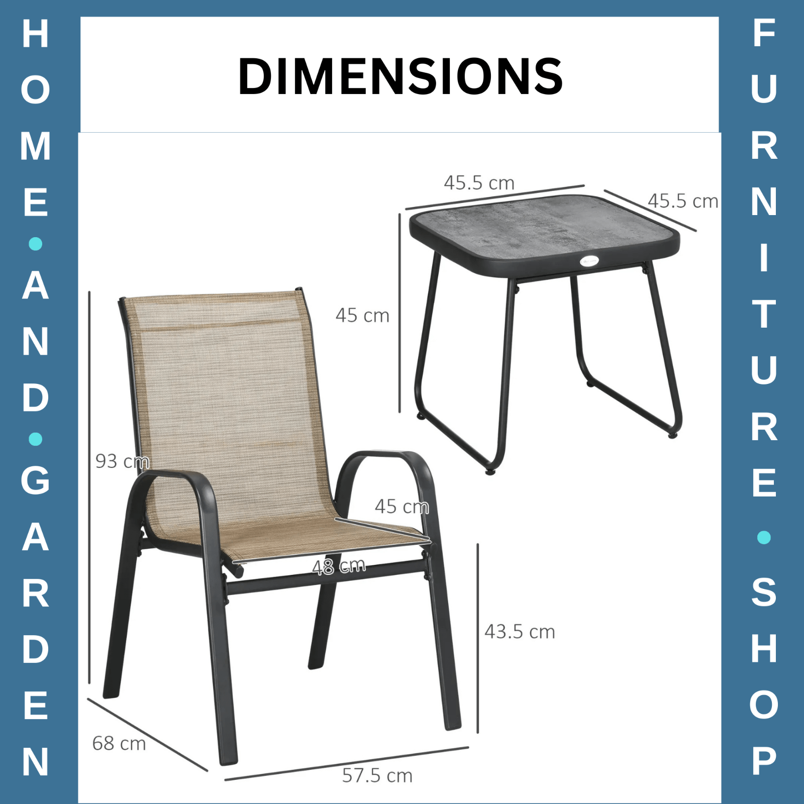 3 Piece Outdoor Bistro Set Stackable Patio Chair with Mesh Fabric & Coffee Table - Home and Garden Furniture Shop - #rustic - furniture#