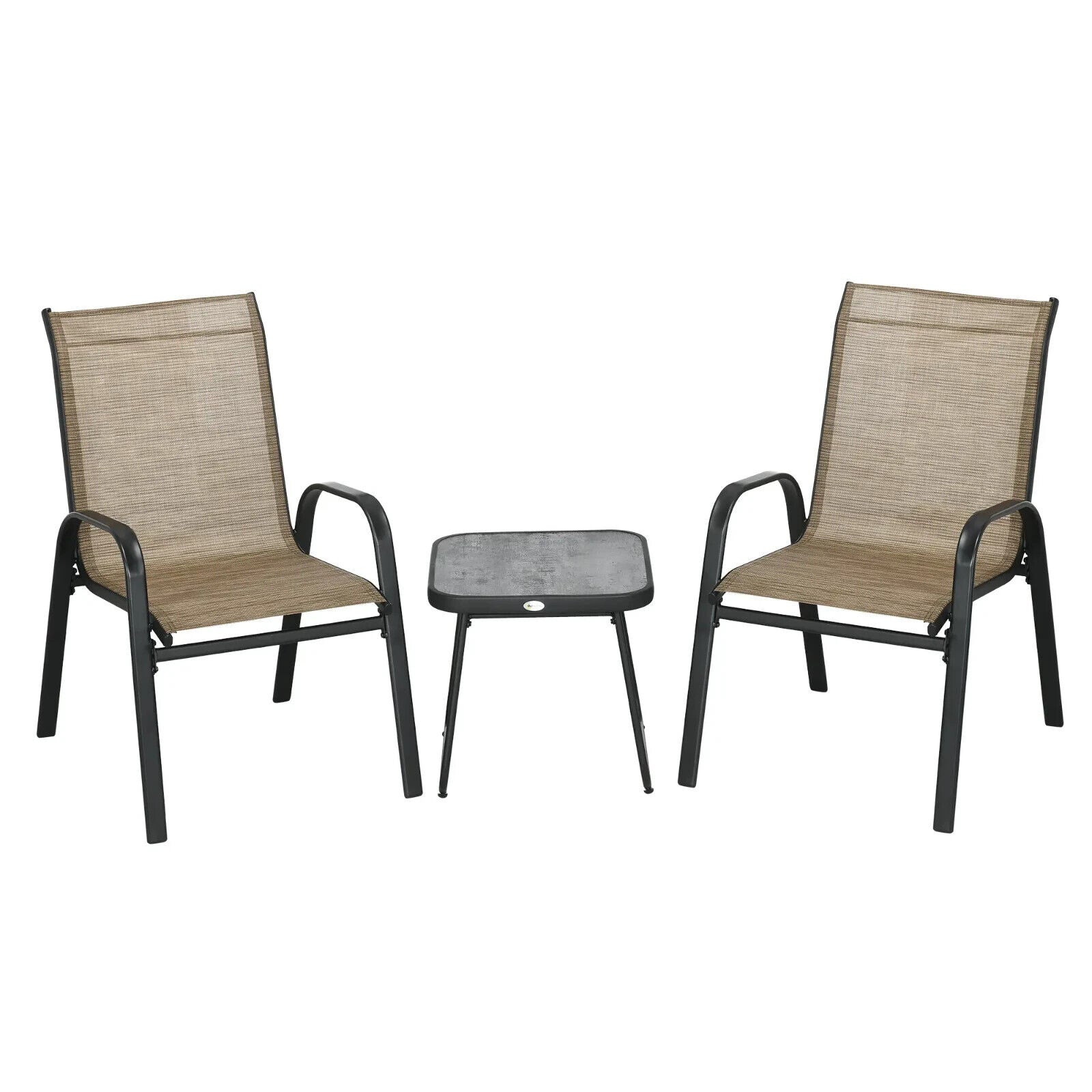 3 Piece Outdoor Bistro Set Stackable Patio Chair with Mesh Fabric & Coffee Table - Home and Garden Furniture Shop - #rustic - furniture#