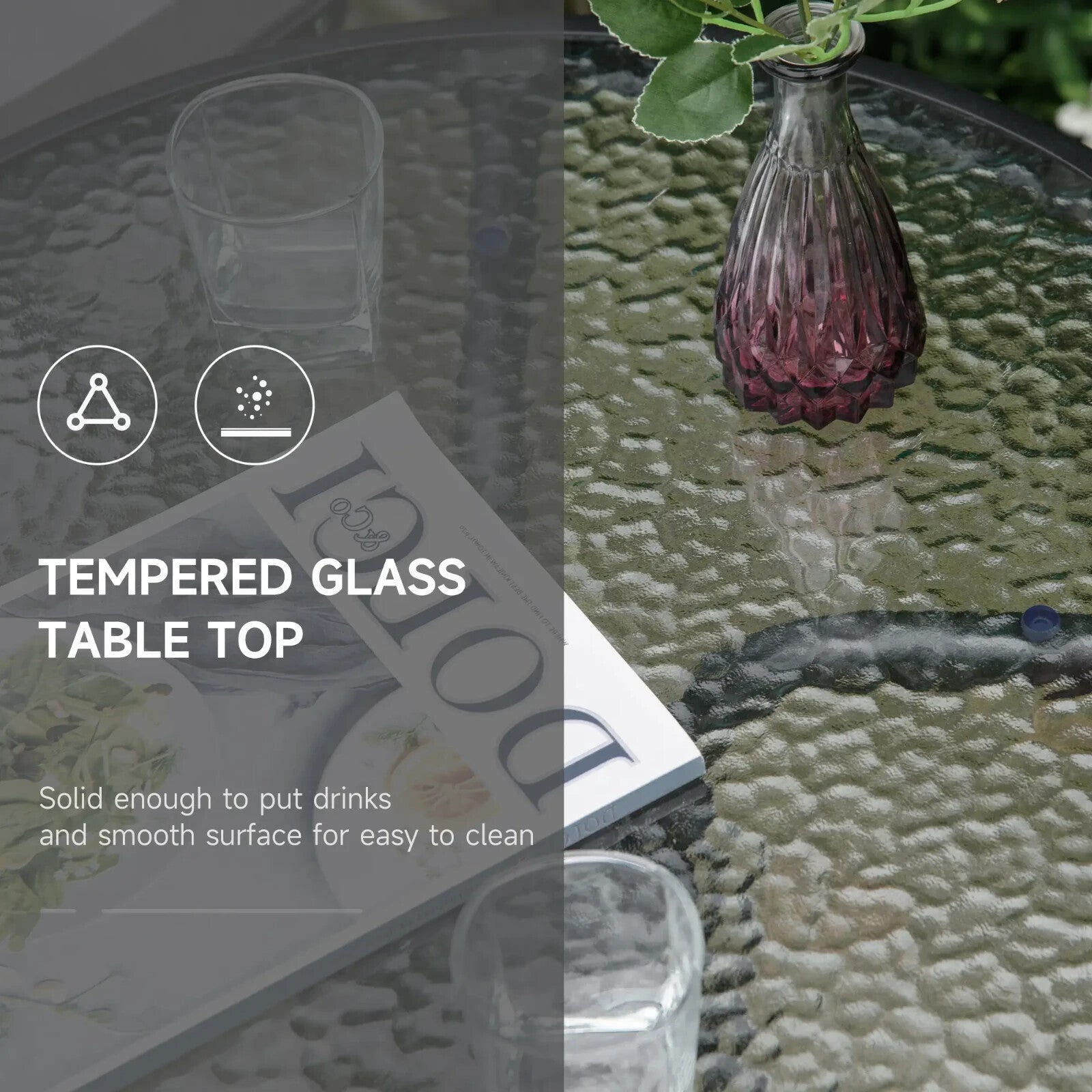 3 Piece Outdoor Bistro Set with Folding Adjustable Chairs and Glass Coffee Table - Home and Garden Furniture Shop - rustic - furniture