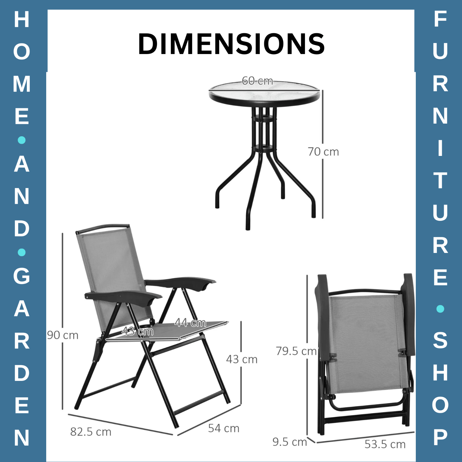 3 Piece Outdoor Bistro Set with Folding Adjustable Chairs and Glass Coffee Table - Home and Garden Furniture Shop - rustic - furniture