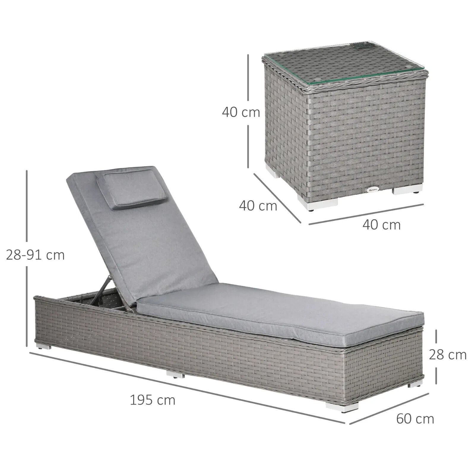 3 Piece Outdoor Rattan Lounger and Table Set Garden Conversation Patio Furniture - Home and Garden Furniture Shop - #rustic - furniture#