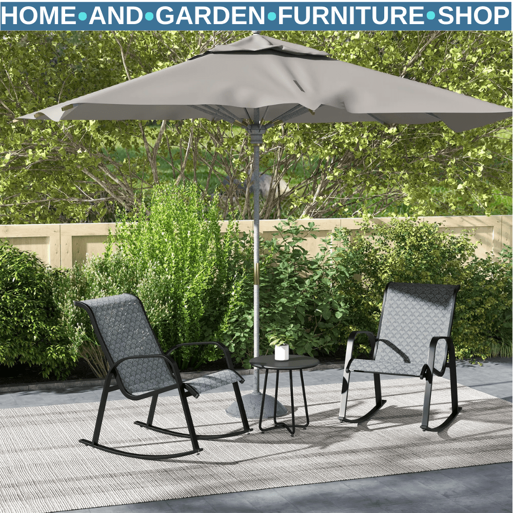 3 Piece Outdoor Rocking Bistro Set with Armchair & Coffee Table for Patio Garden - Home and Garden Furniture Shop - #rustic - furniture#