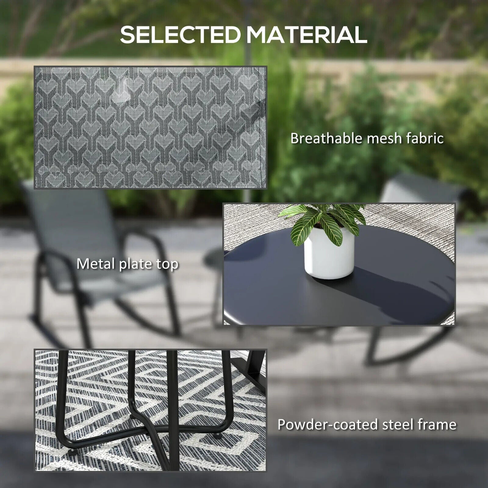 3 Piece Outdoor Rocking Bistro Set with Armchair & Coffee Table for Patio Garden - Home and Garden Furniture Shop - #rustic - furniture#
