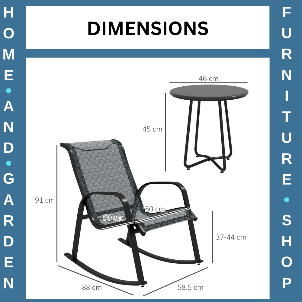 3 Piece Outdoor Rocking Bistro Set with Armchair & Coffee Table for Patio Garden - Home and Garden Furniture Shop - #rustic - furniture#