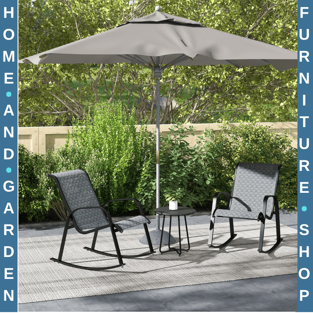 3 Piece Outdoor Rocking Bistro Set with Armchair & Coffee Table for Patio Garden - Home and Garden Furniture Shop - #rustic - furniture#