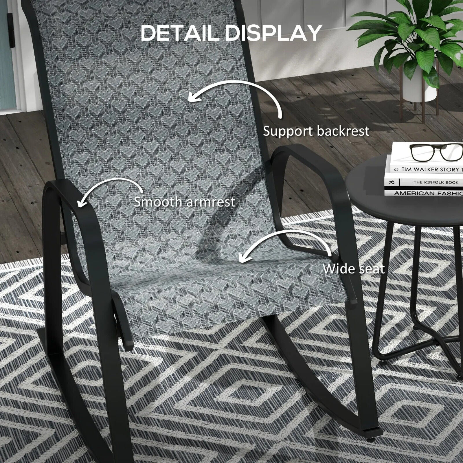 3 Piece Outdoor Rocking Bistro Set with Armchair & Coffee Table for Patio Garden - Home and Garden Furniture Shop - #rustic - furniture#