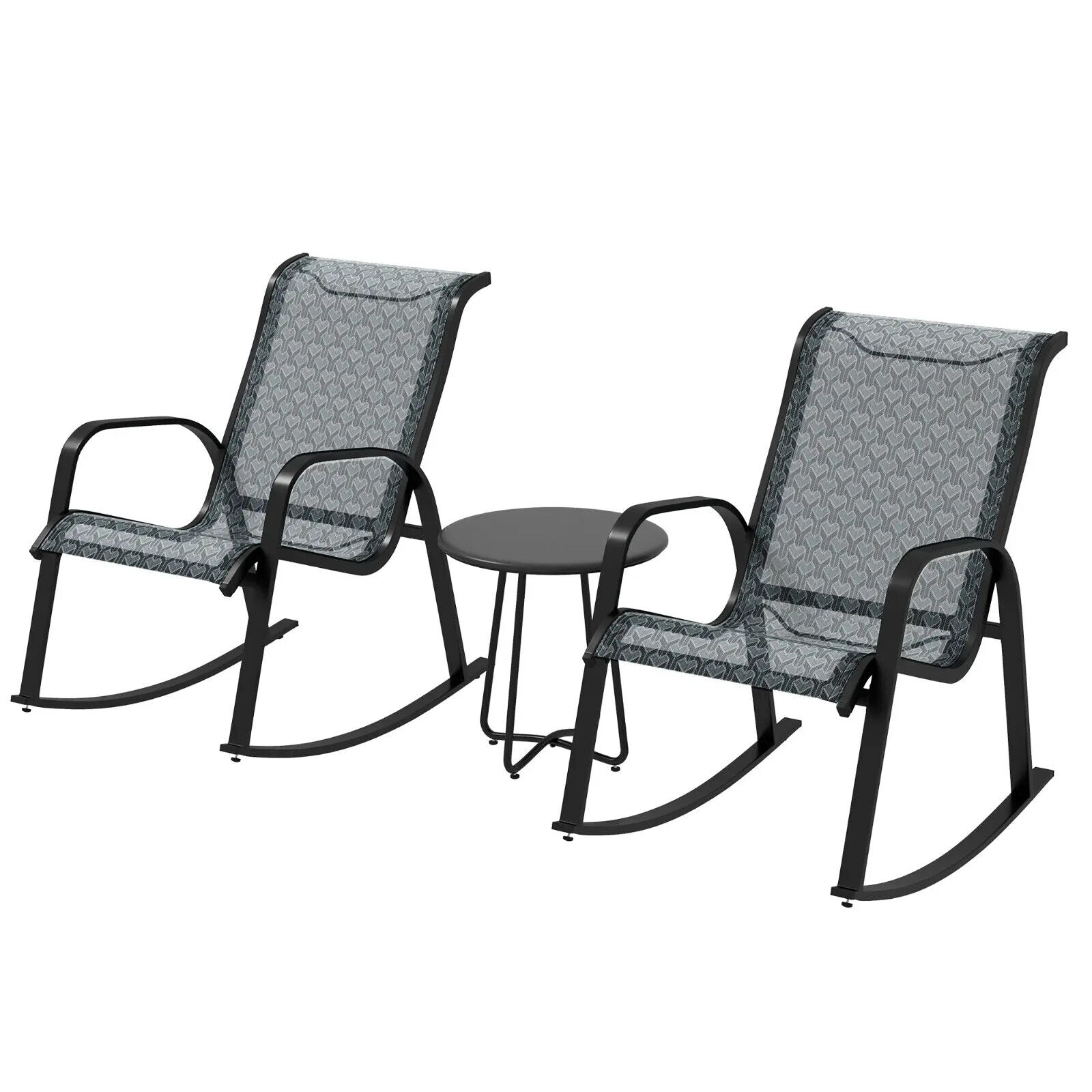 3 Piece Outdoor Rocking Bistro Set with Armchair & Coffee Table for Patio Garden - Home and Garden Furniture Shop - #rustic - furniture#