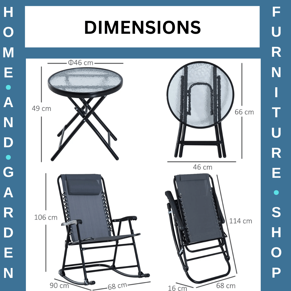 3 - Piece Outdoor Rocking Chair Set with Side Table – Grey Rattan Patio Furniture - Home and Garden Furniture Shop - #rustic - furniture#