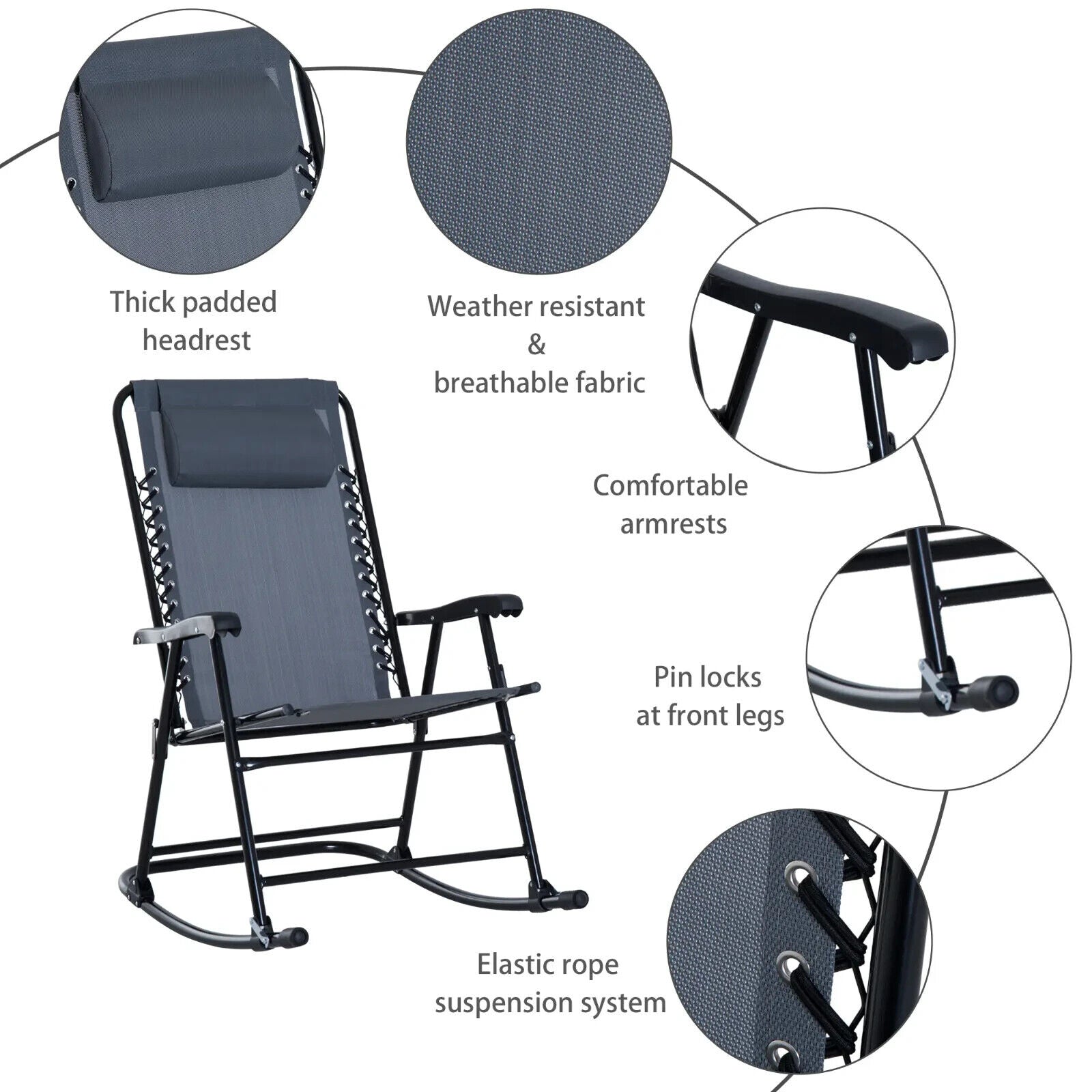 3 - Piece Outdoor Rocking Chair Set with Side Table – Grey Rattan Patio Furniture - Home and Garden Furniture Shop - #rustic - furniture#