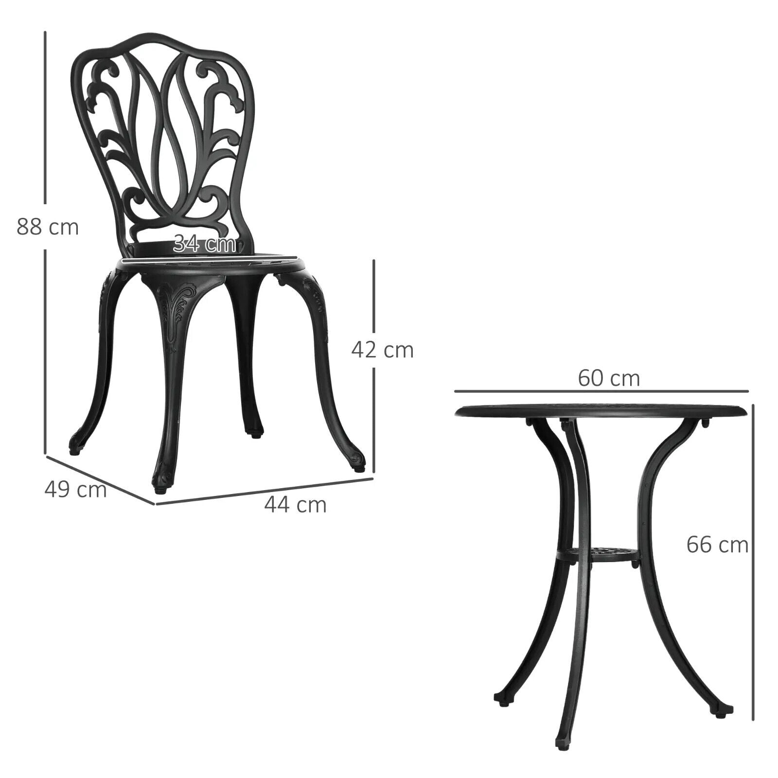 3 - Piece Patio Bistro Set – Outdoor Table with Umbrella Hole and Chairs, Black - Home and Garden Furniture Shop - #rustic - furniture#