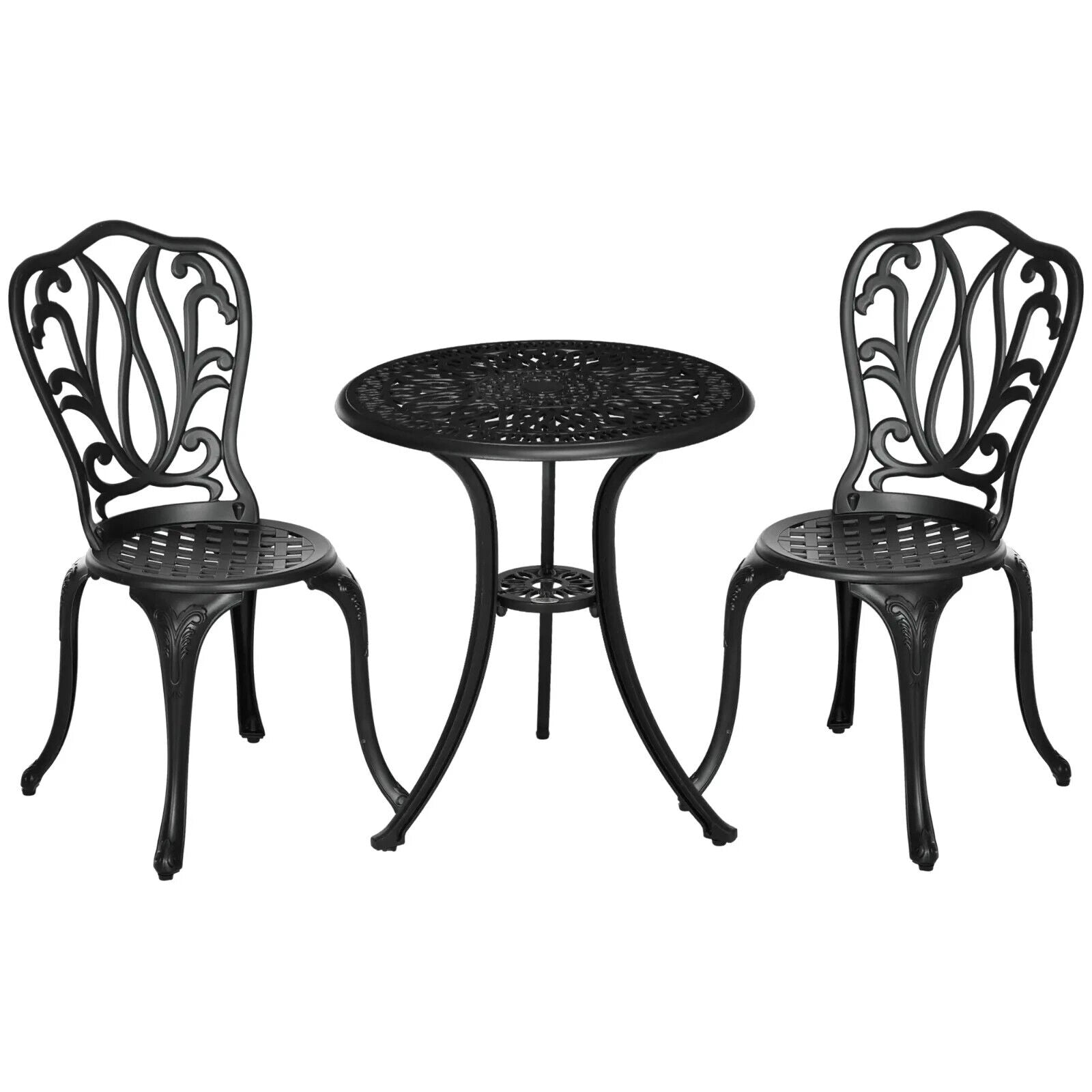 3 - Piece Patio Bistro Set – Outdoor Table with Umbrella Hole and Chairs, Black - Home and Garden Furniture Shop - #rustic - furniture#