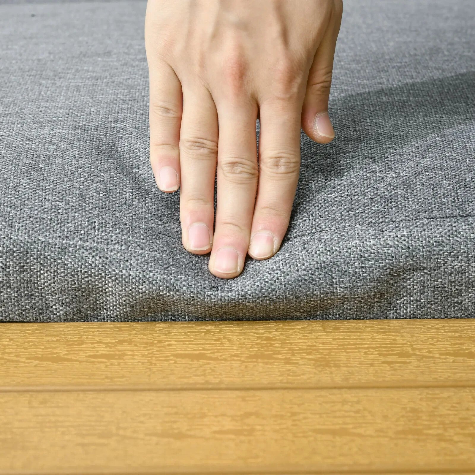 3 Piece Patio Furniture Set Outdoor Garden Sofa with Cushions & Wood Grain Table - Home and Garden Furniture Shop - rustic - furniture