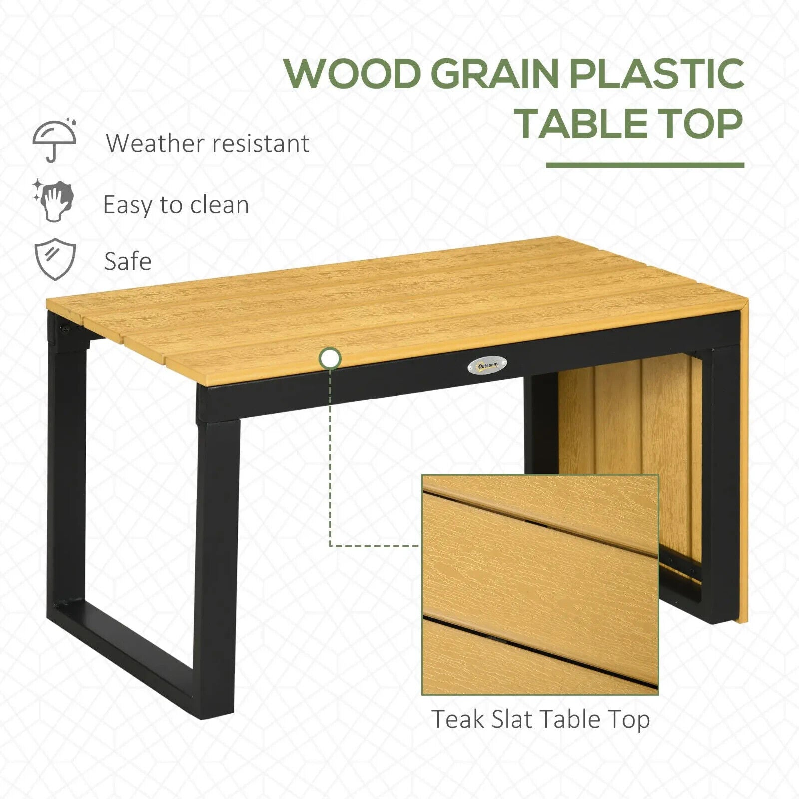 3 Piece Patio Furniture Set Outdoor Garden Sofa with Cushions & Wood Grain Table - Home and Garden Furniture Shop - #rustic - furniture#