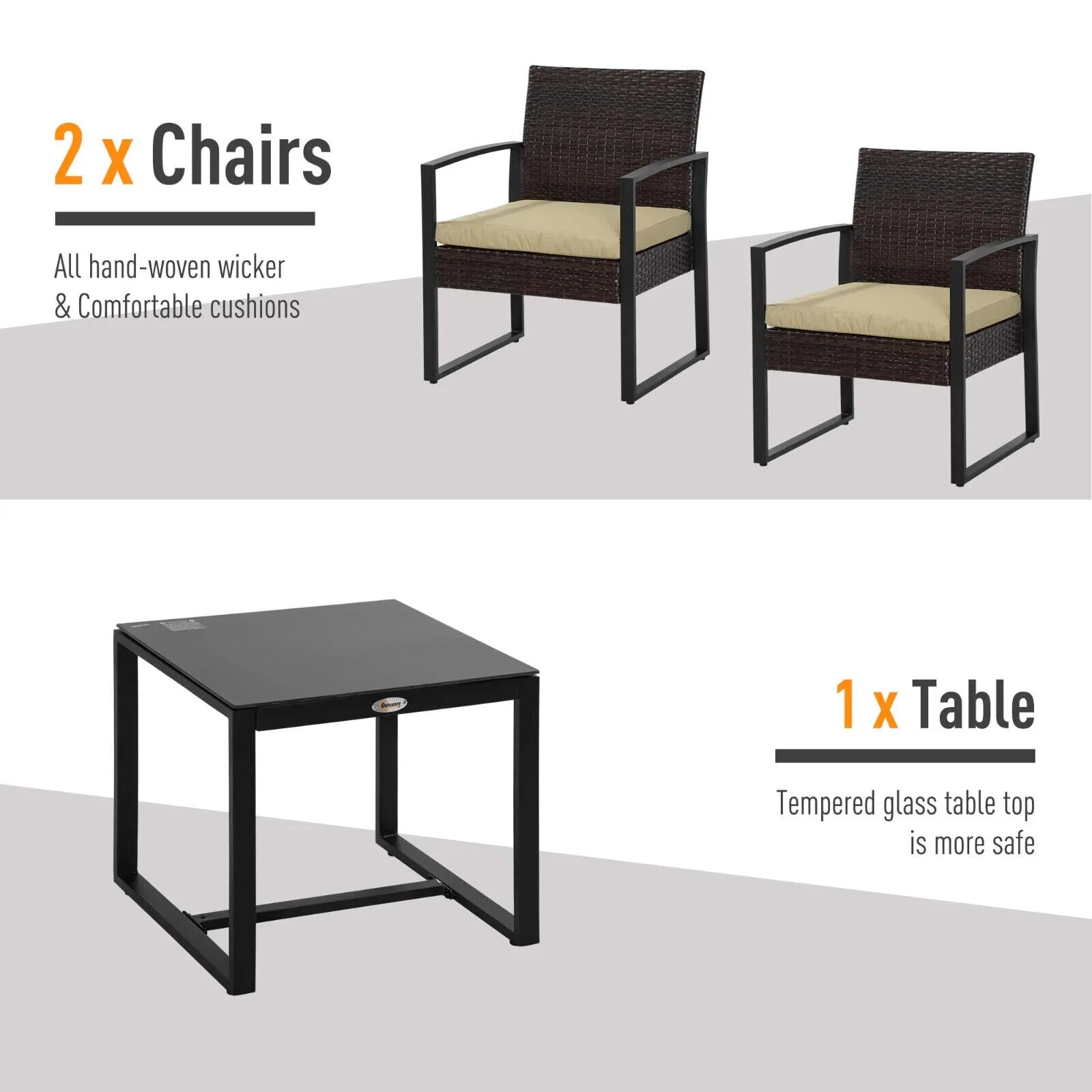 3 Piece PE Rattan Garden Bistro Set with Sofa Chairs and Coffee Table for Patio - Home and Garden Furniture Shop - #rustic - furniture#
