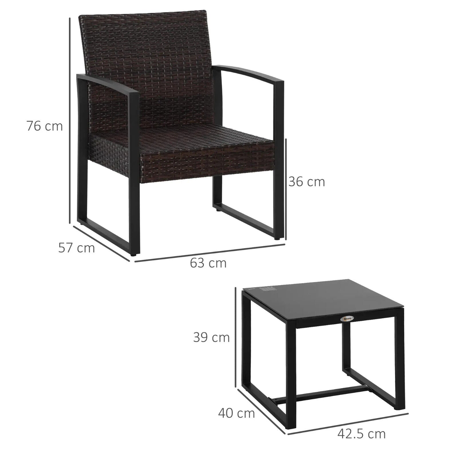 3 Piece PE Rattan Garden Bistro Set with Sofa Chairs and Coffee Table for Patio - Home and Garden Furniture Shop - #rustic - furniture#