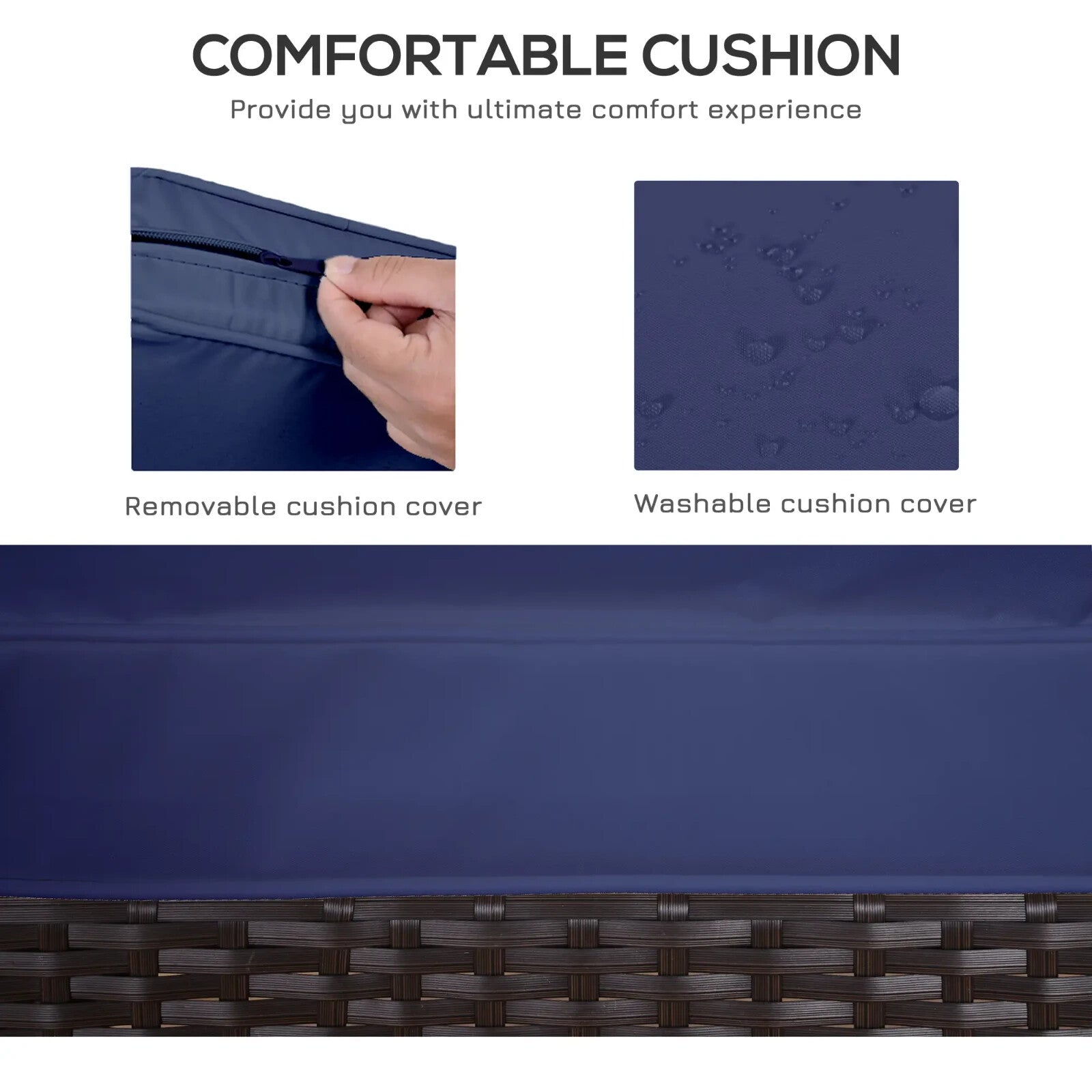 3 - Piece Rattan Bistro Set 2 Chairs & Table Patio Furniture with Steel Frame Blue - Home and Garden Furniture Shop - rustic - furniture