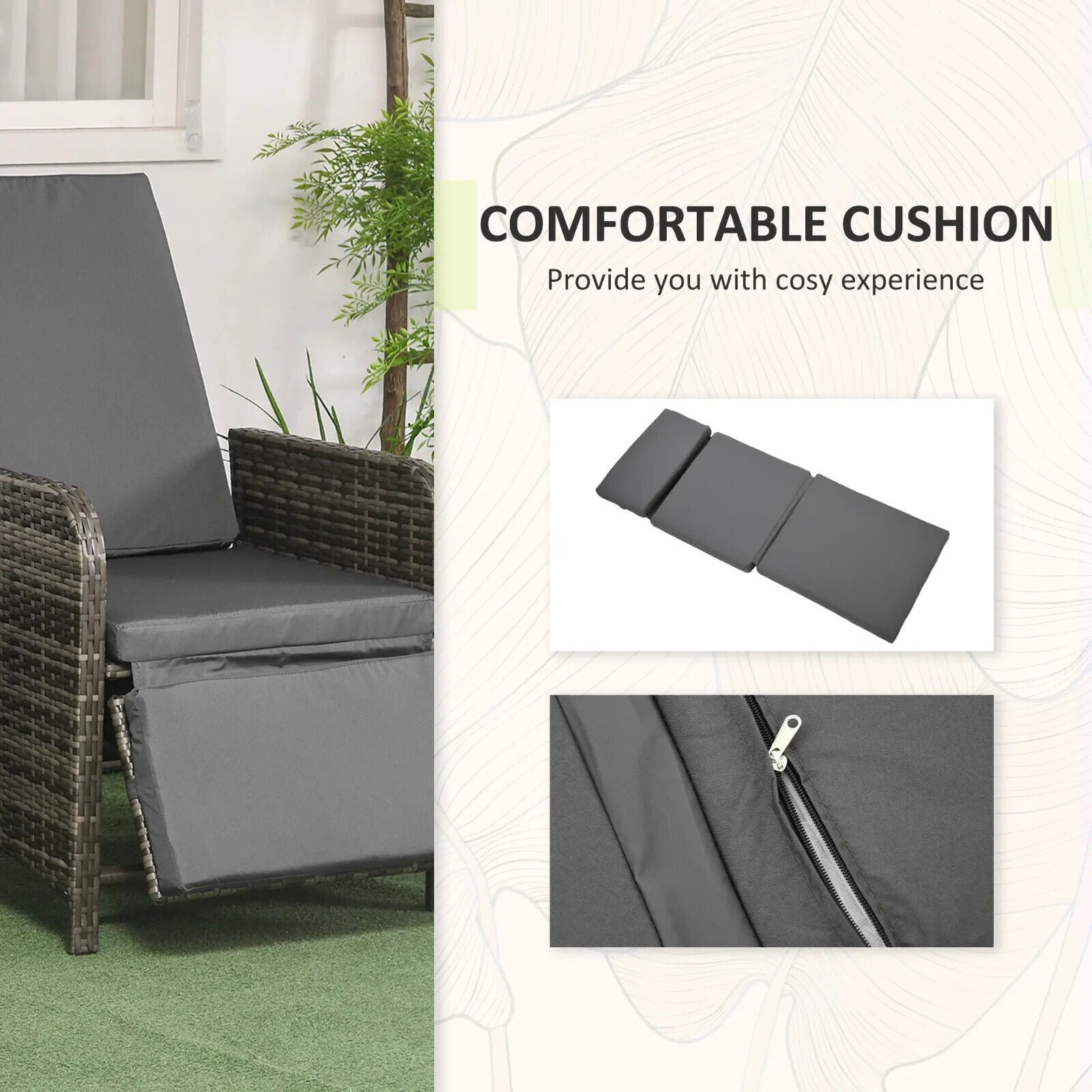 3 Piece Rattan Bistro Set Balcony Furniture with Cushions and Storage Mix Grey - Home and Garden Furniture Shop - #rustic - furniture#