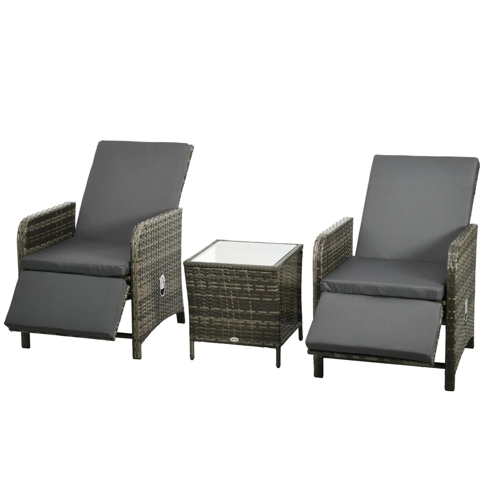 3 Piece Rattan Bistro Set Balcony Furniture with Cushions and Storage Mix Grey - Home and Garden Furniture Shop - #rustic - furniture#