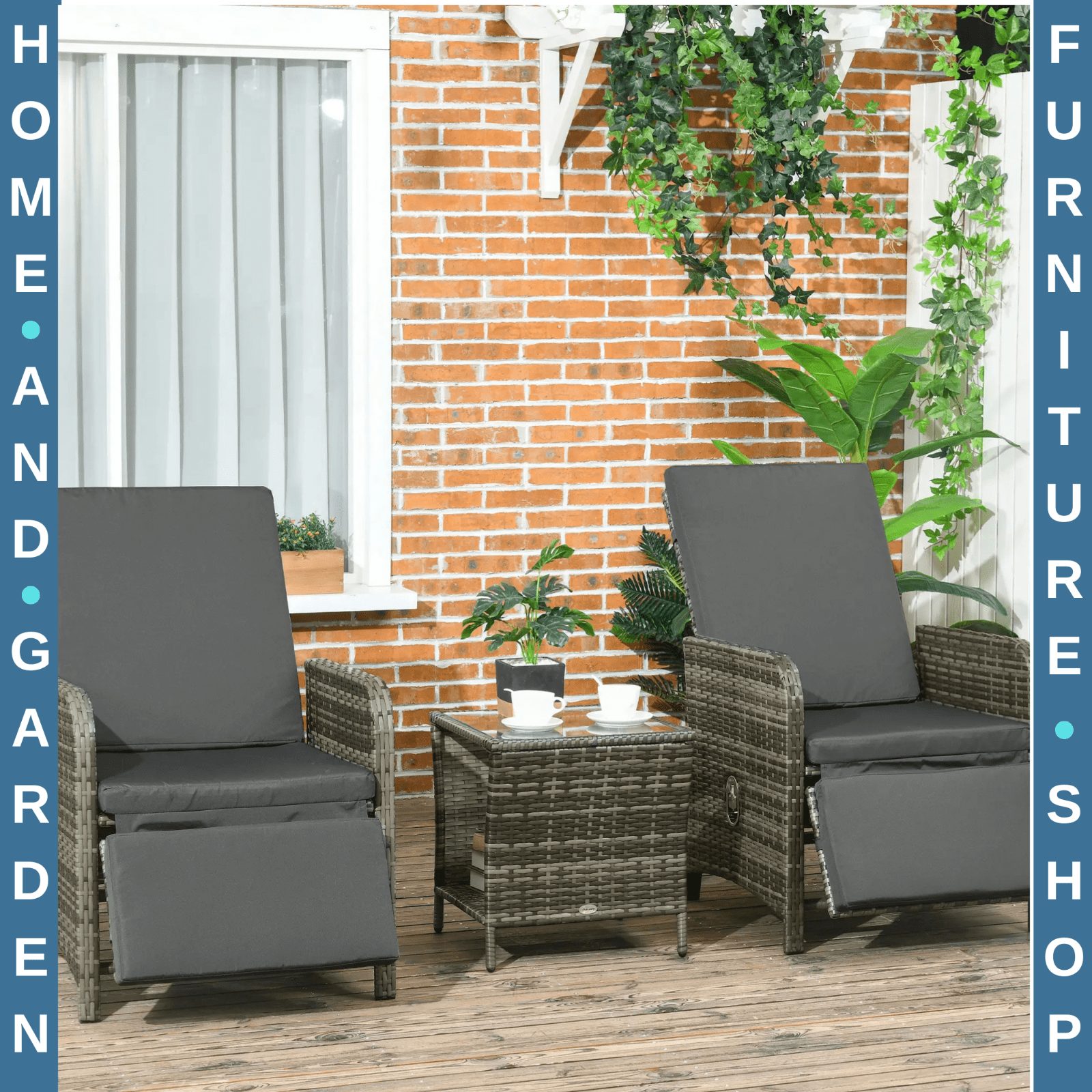 3 Piece Rattan Bistro Set Balcony Furniture with Cushions and Storage Mix Grey - Home and Garden Furniture Shop - #rustic - furniture#