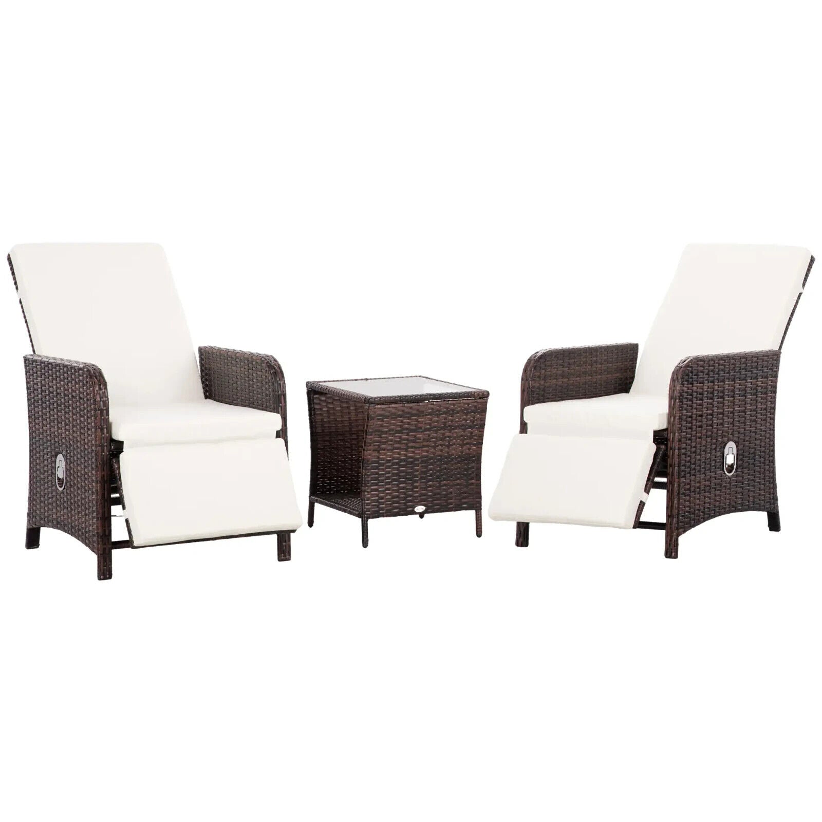 3 Piece Rattan Bistro Set Balcony Furniture with Cushions and Storage Mixed Brow - Home and Garden Furniture Shop - #rustic - furniture#