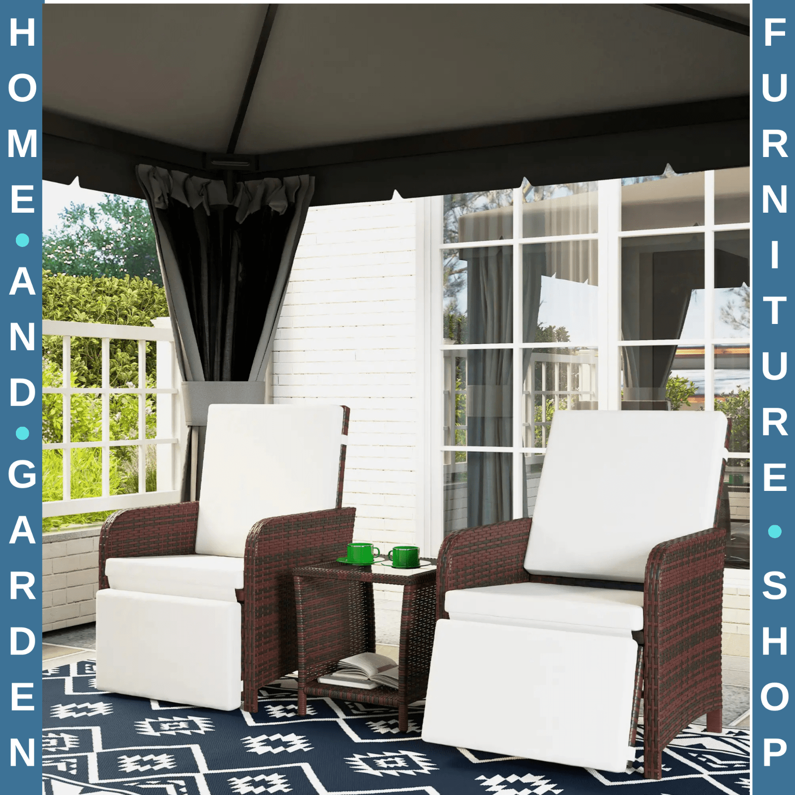 3 Piece Rattan Bistro Set Balcony Furniture with Cushions and Storage Mixed Brow - Home and Garden Furniture Shop - #rustic - furniture#