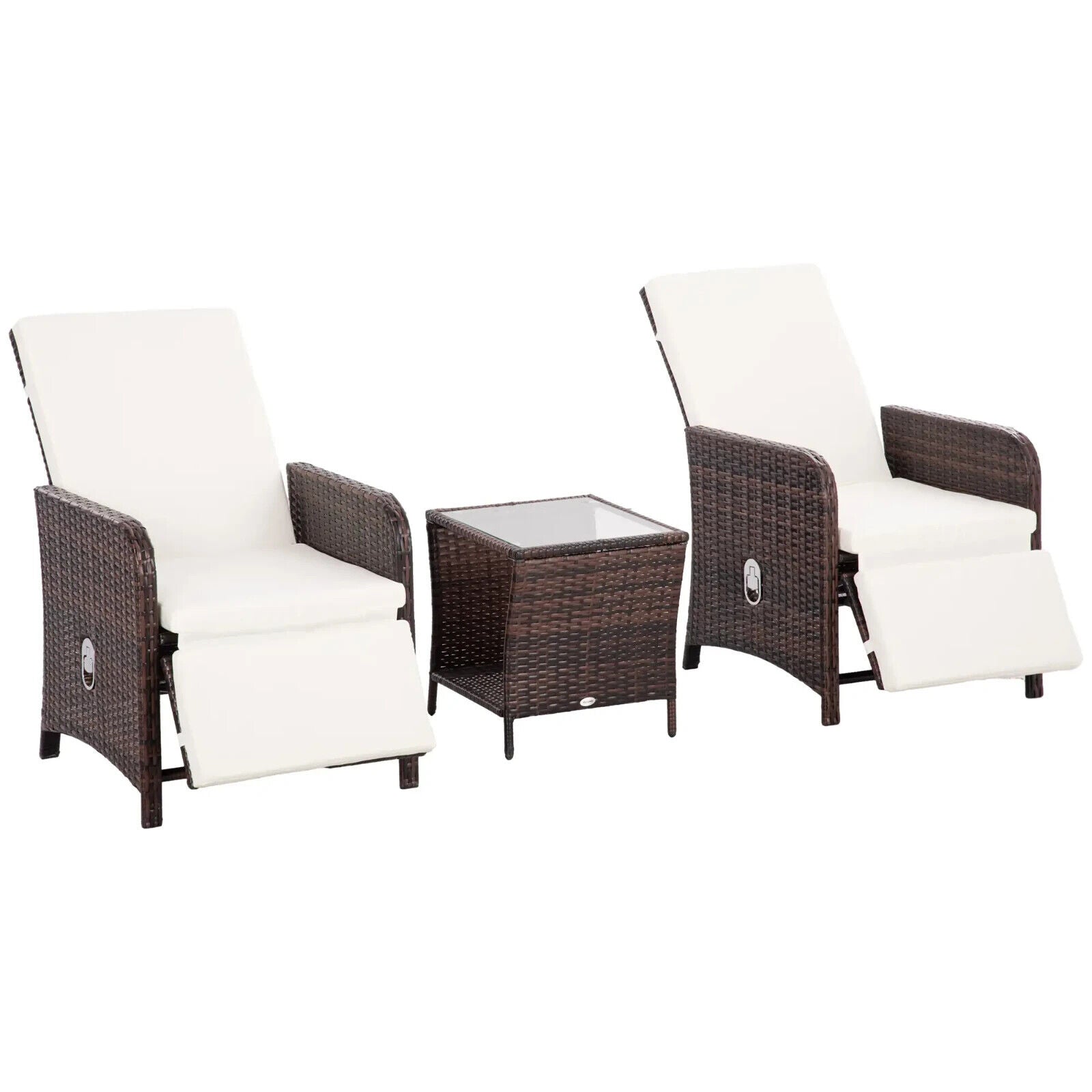 3 Piece Rattan Bistro Set Balcony Furniture with Cushions and Storage Mixed Brow - Home and Garden Furniture Shop - #rustic - furniture#