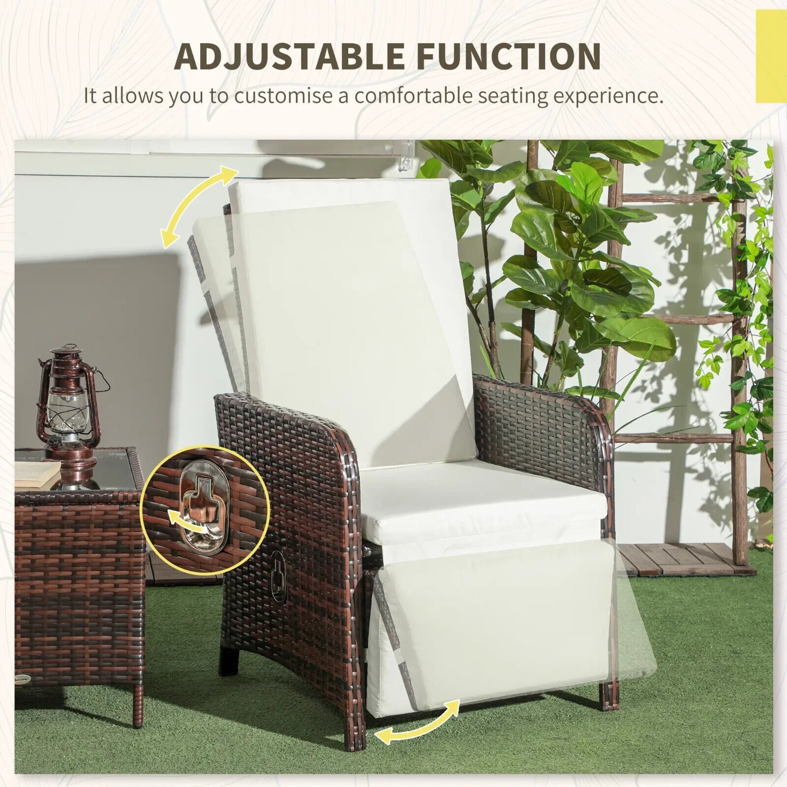3 Piece Rattan Bistro Set Balcony Furniture with Cushions and Storage Mixed Brow - Home and Garden Furniture Shop - #rustic - furniture#