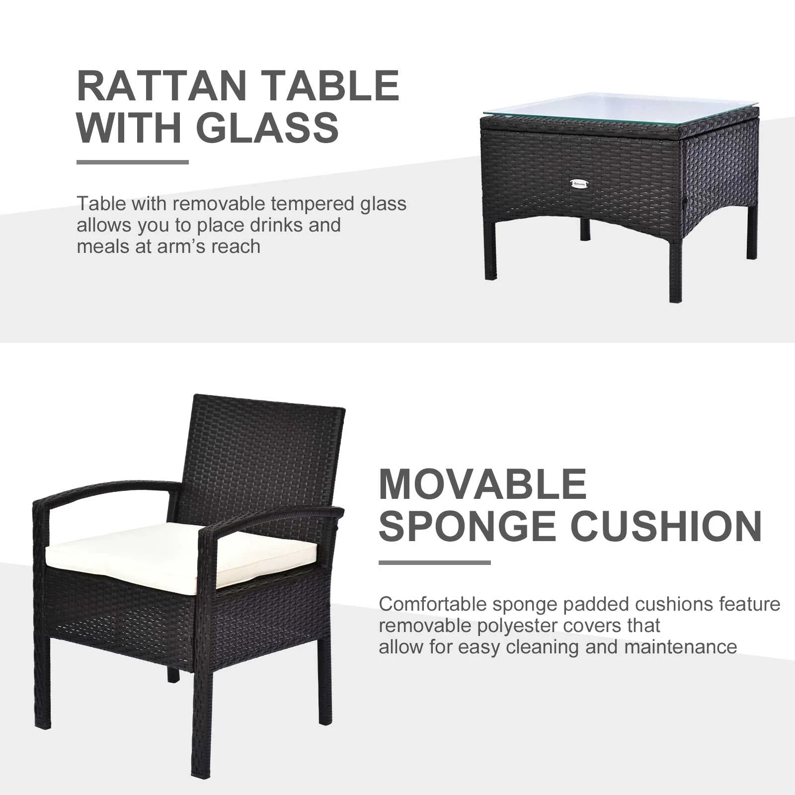 3 Piece Rattan Bistro Set Garden Balcony Dining Table 2 Seater Chairs Brown - Home and Garden Furniture Shop - rustic - furniture