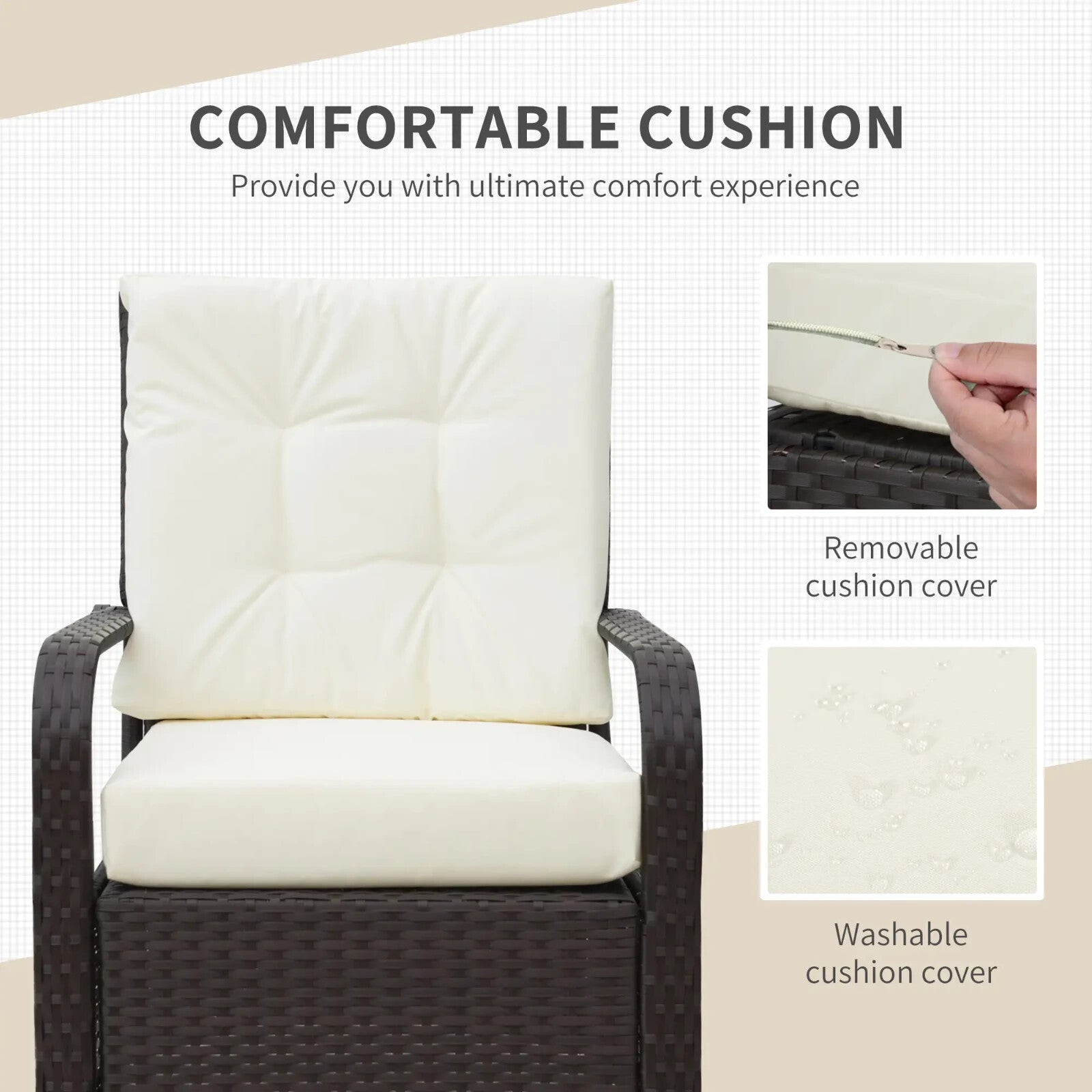 3 Piece Rattan Bistro Set Garden Furniture with Cushions and Glass Table - Home and Garden Furniture Shop - rustic - furniture