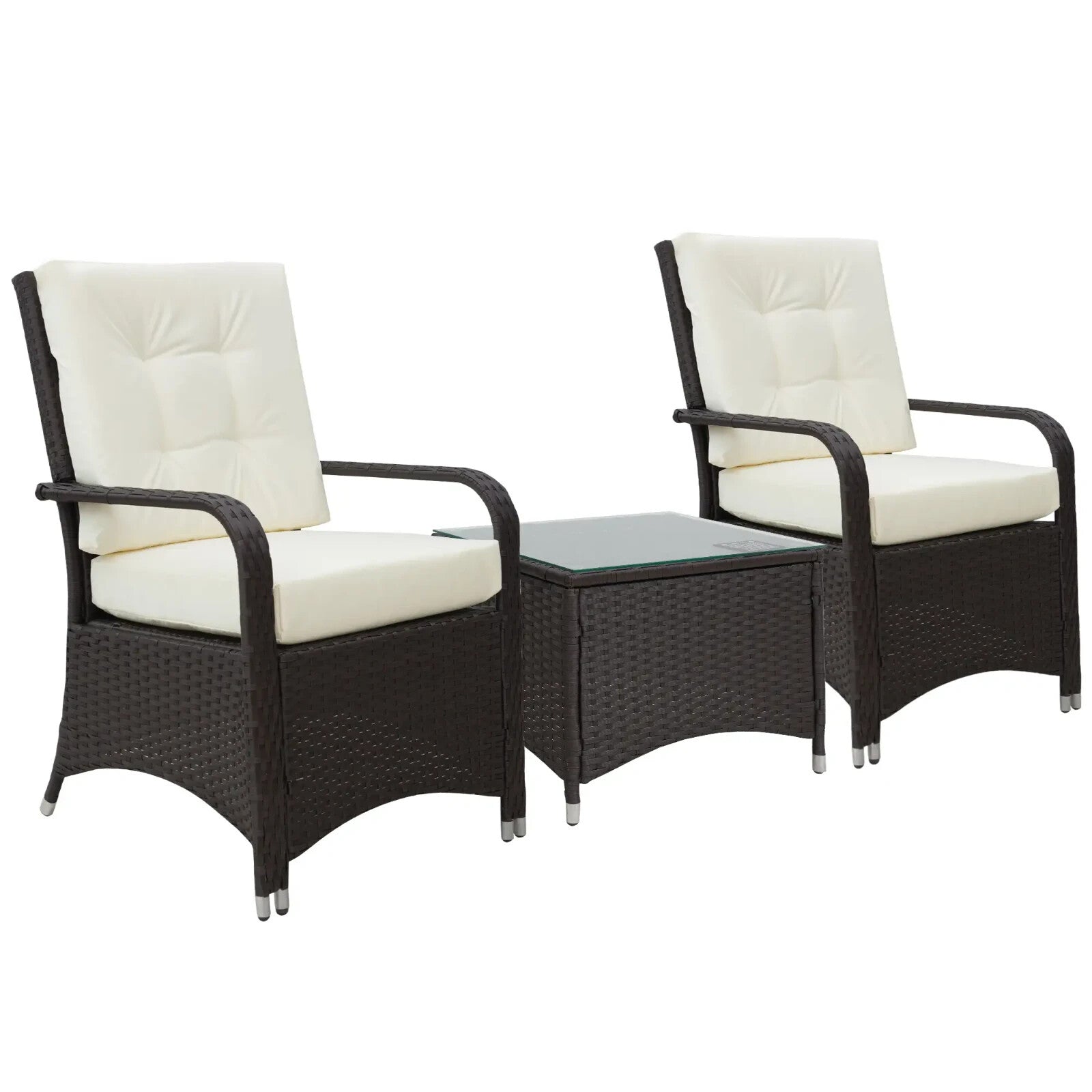 3 Piece Rattan Bistro Set Garden Furniture with Cushions and Glass Table - Home and Garden Furniture Shop - rustic - furniture