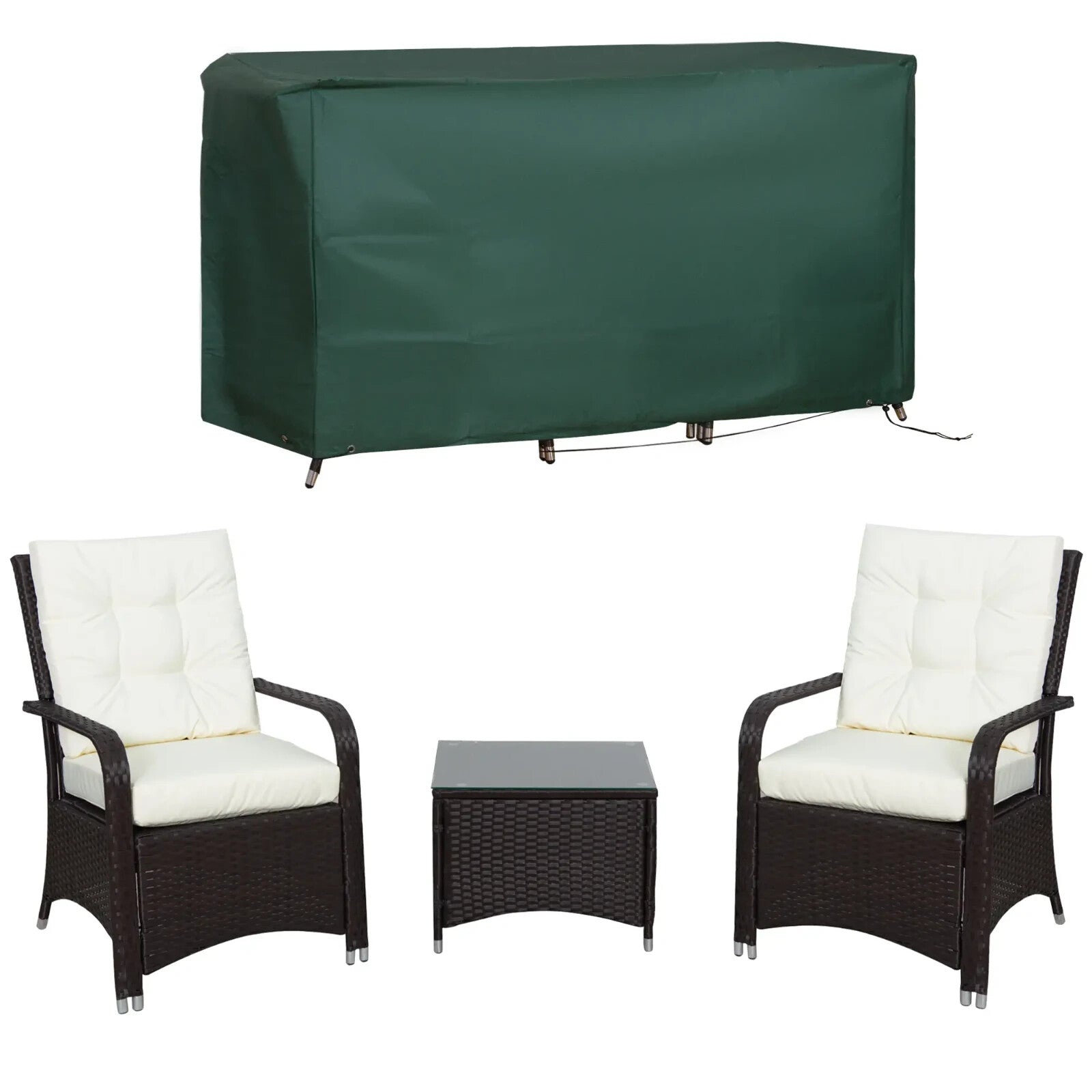 3 Piece Rattan Bistro Set Garden Furniture with Cushions and Glass Table - Home and Garden Furniture Shop - rustic - furniture