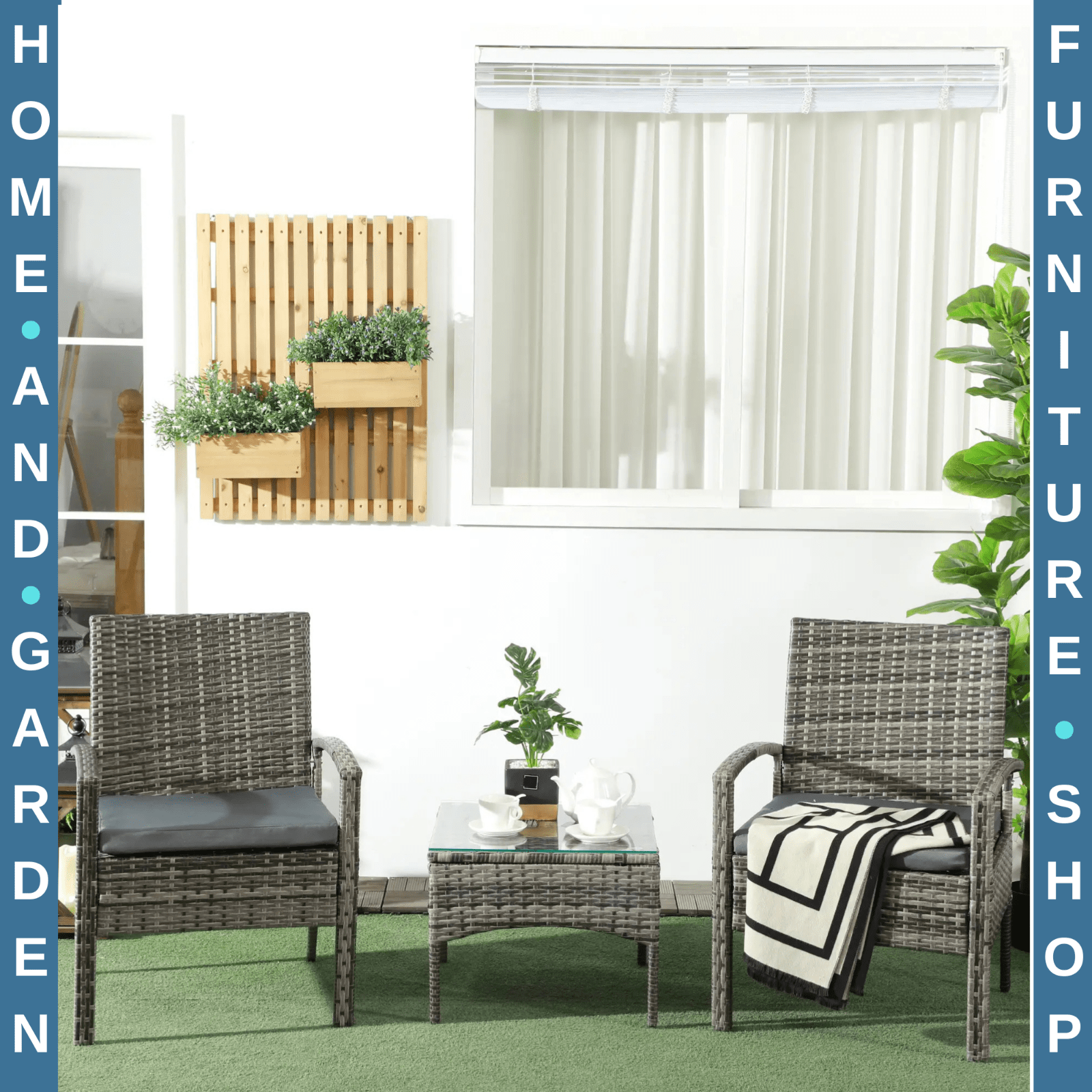 3 Piece Rattan Bistro Set Patio Balcony Conservatory Furniture with Coffee Table - Home and Garden Furniture Shop - #rustic - furniture#