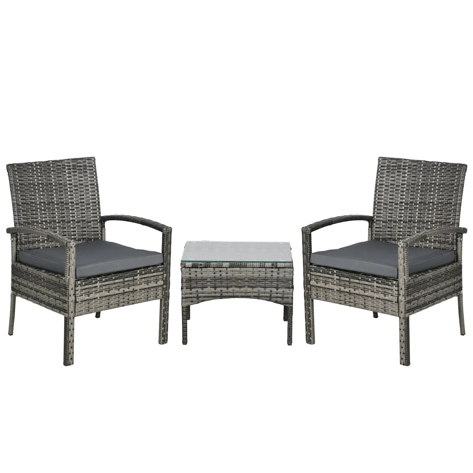 3 Piece Rattan Bistro Set Patio Balcony Conservatory Furniture with Coffee Table - Home and Garden Furniture Shop - #rustic - furniture#