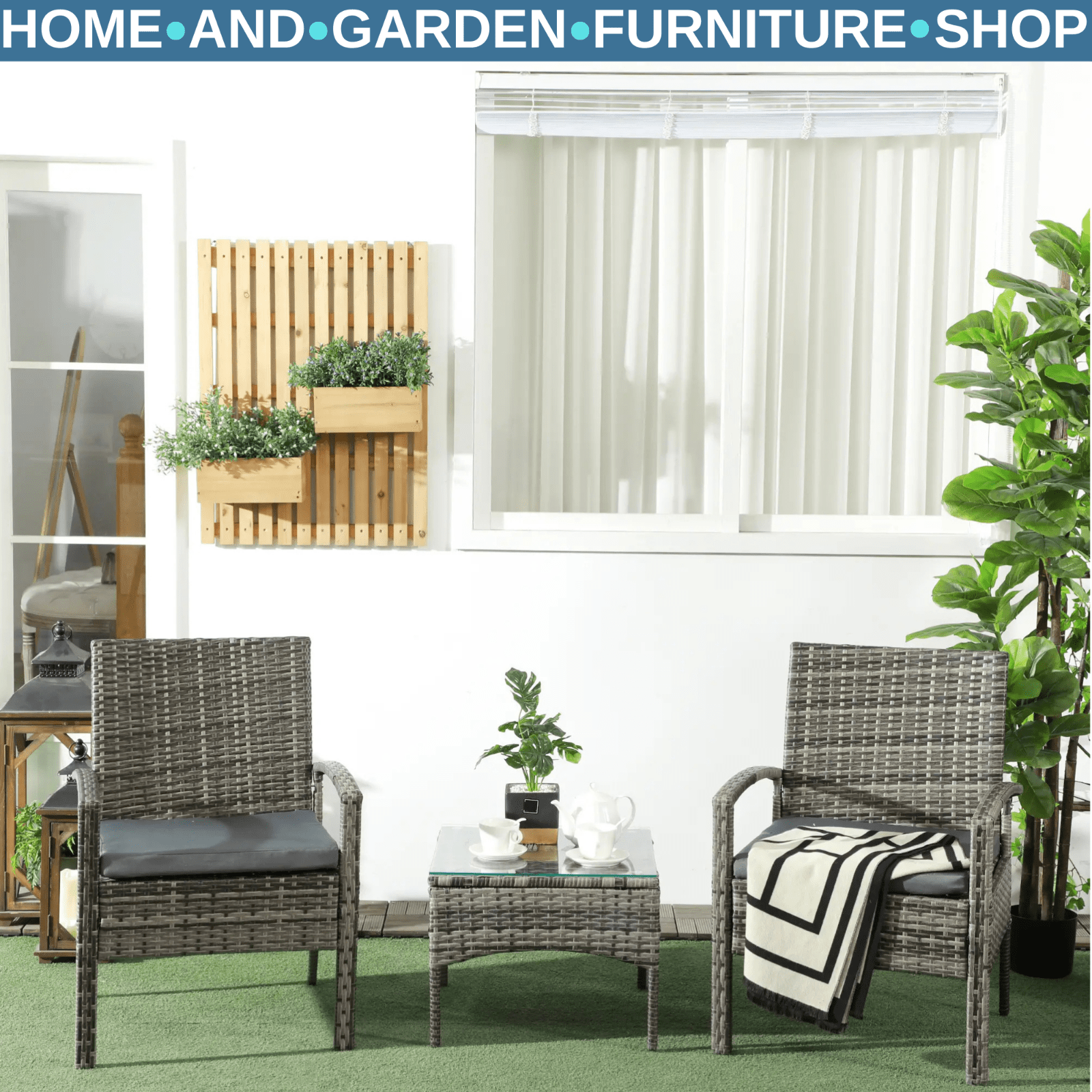 3 Piece Rattan Bistro Set Patio Balcony Conservatory Furniture with Coffee Table - Home and Garden Furniture Shop - #rustic - furniture#