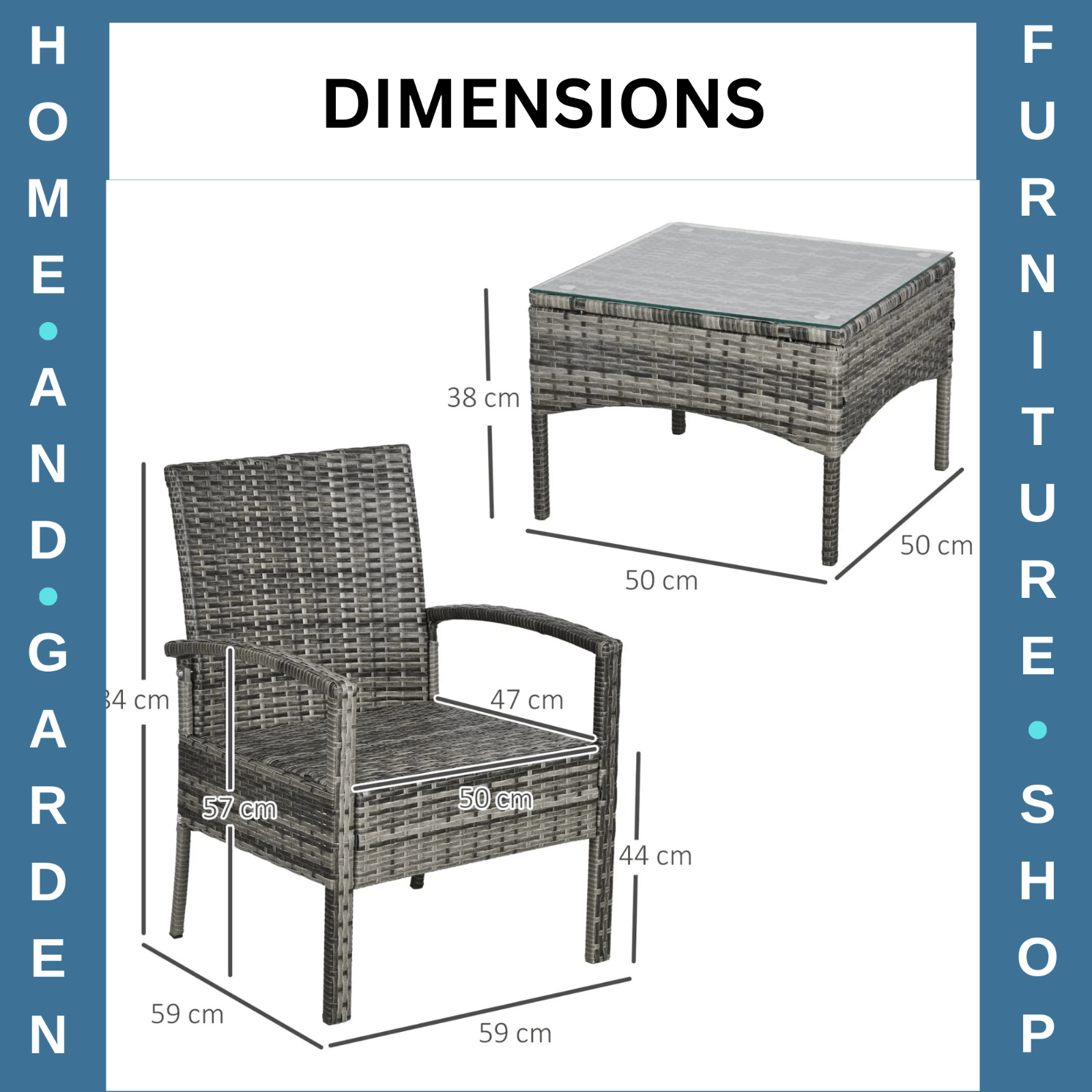 3 Piece Rattan Bistro Set Patio Balcony Conservatory Furniture with Coffee Table - Home and Garden Furniture Shop - #rustic - furniture#