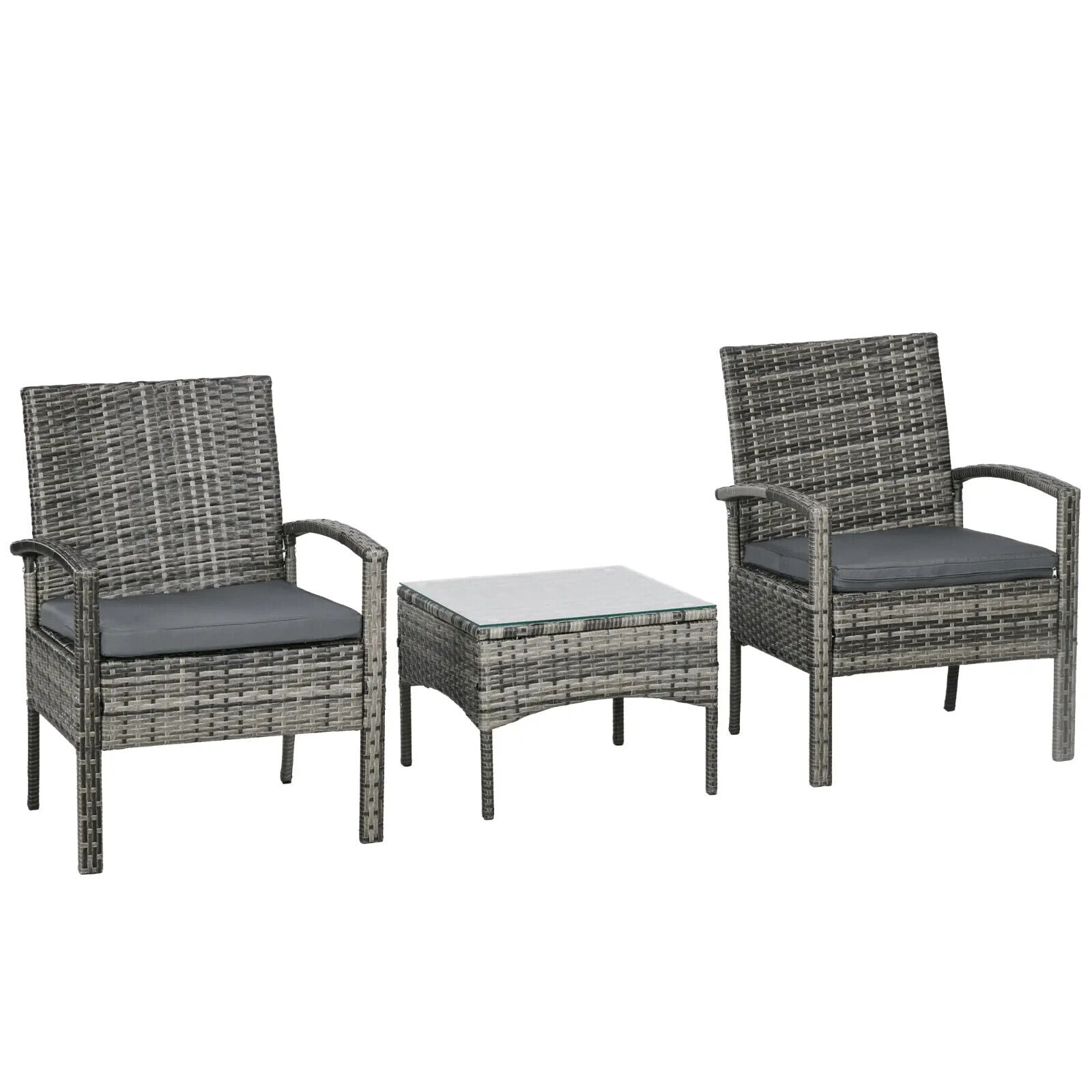 3 Piece Rattan Bistro Set Patio Balcony Conservatory Furniture with Coffee Table - Home and Garden Furniture Shop - #rustic - furniture#