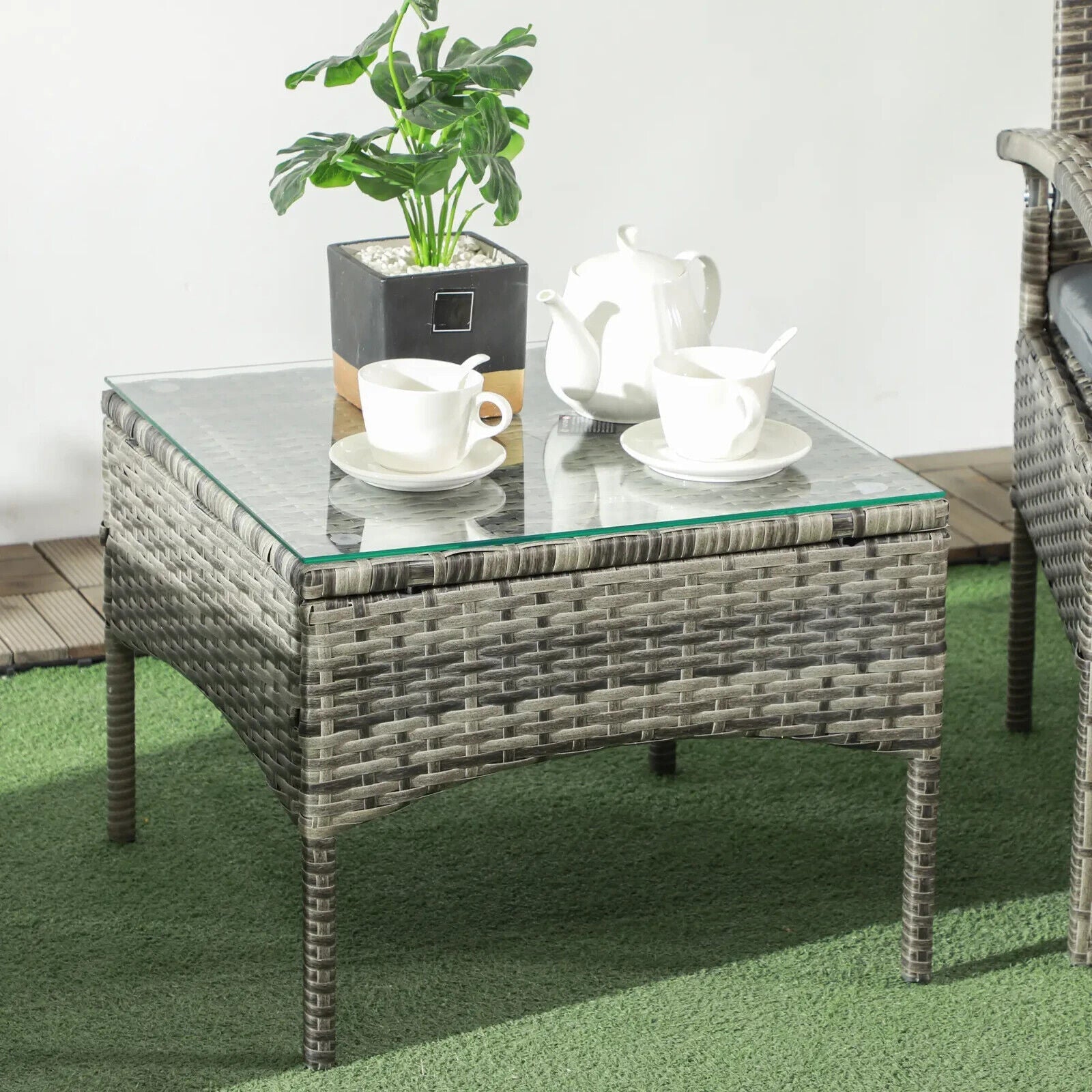 3 Piece Rattan Bistro Set Patio Balcony Conservatory Furniture with Coffee Table - Home and Garden Furniture Shop - #rustic - furniture#
