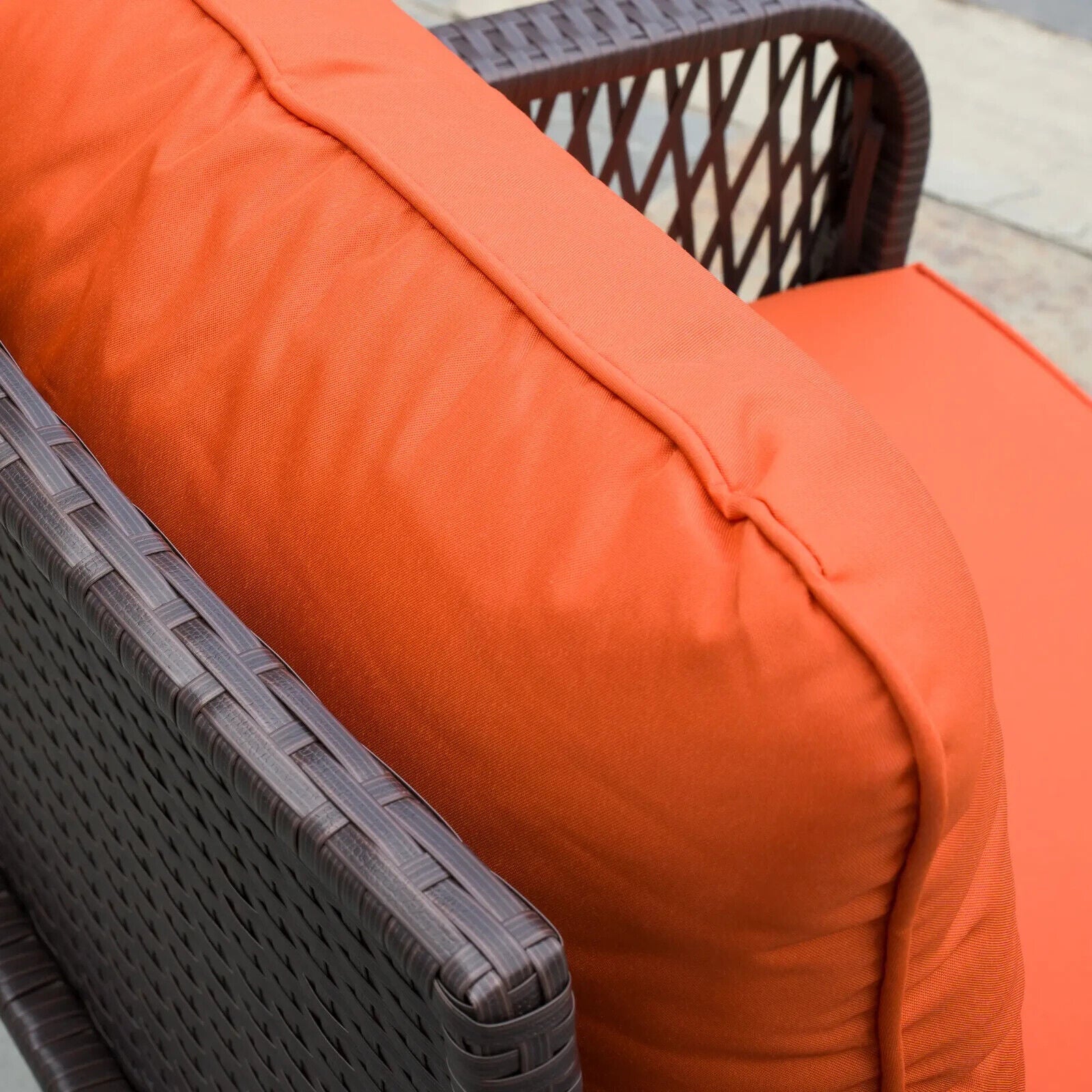 3 Piece Rattan Bistro Set Patio Chairs with Cushions and Coffee Table Out Orange - Home and Garden Furniture Shop - #rustic - furniture#