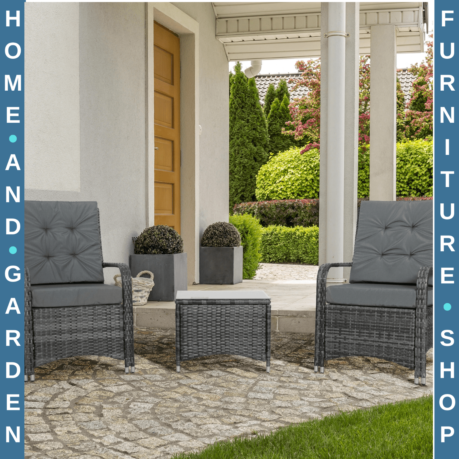 3 - Piece Rattan Bistro Set – Patio Table and Chairs with Steel Frame - Home and Garden Furniture Shop - rustic - furniture